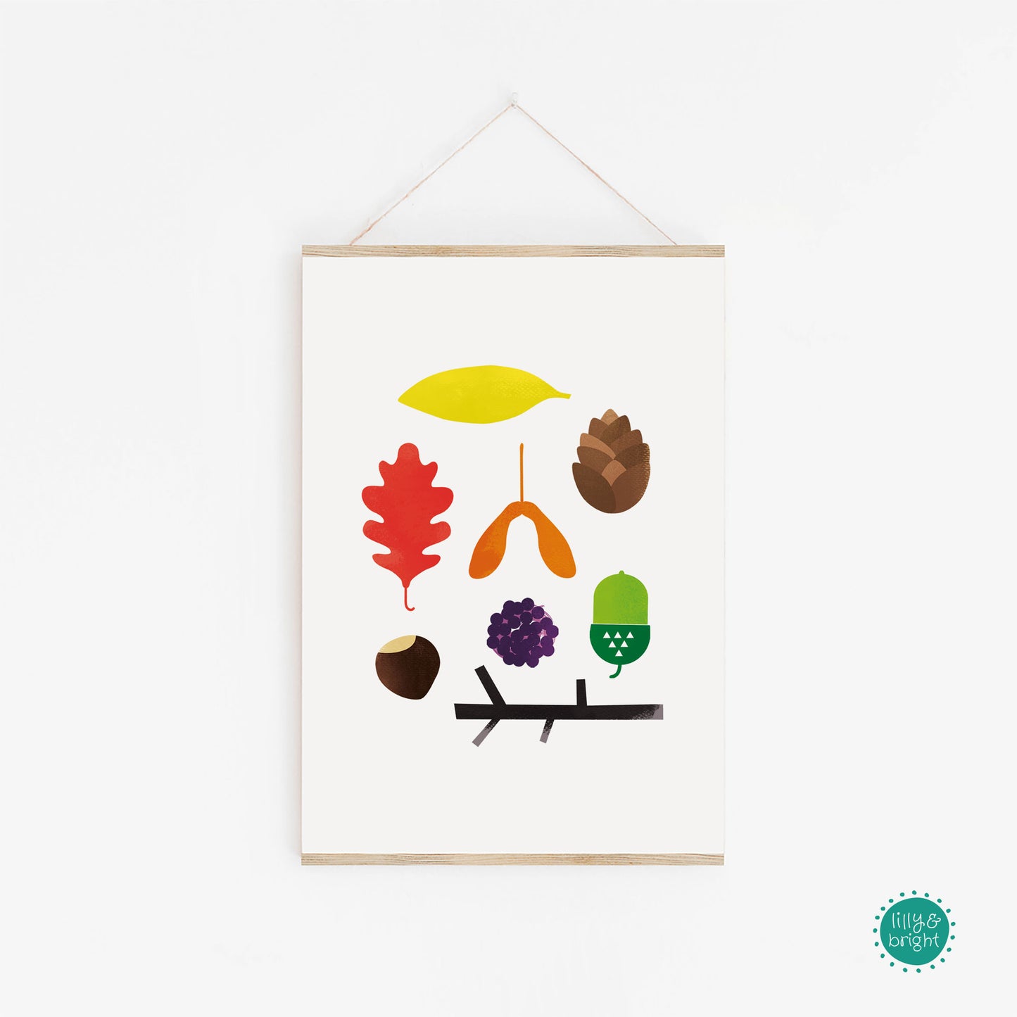 A4 Autumn Treasure Art Print with poster hanger by Lilly & Bright