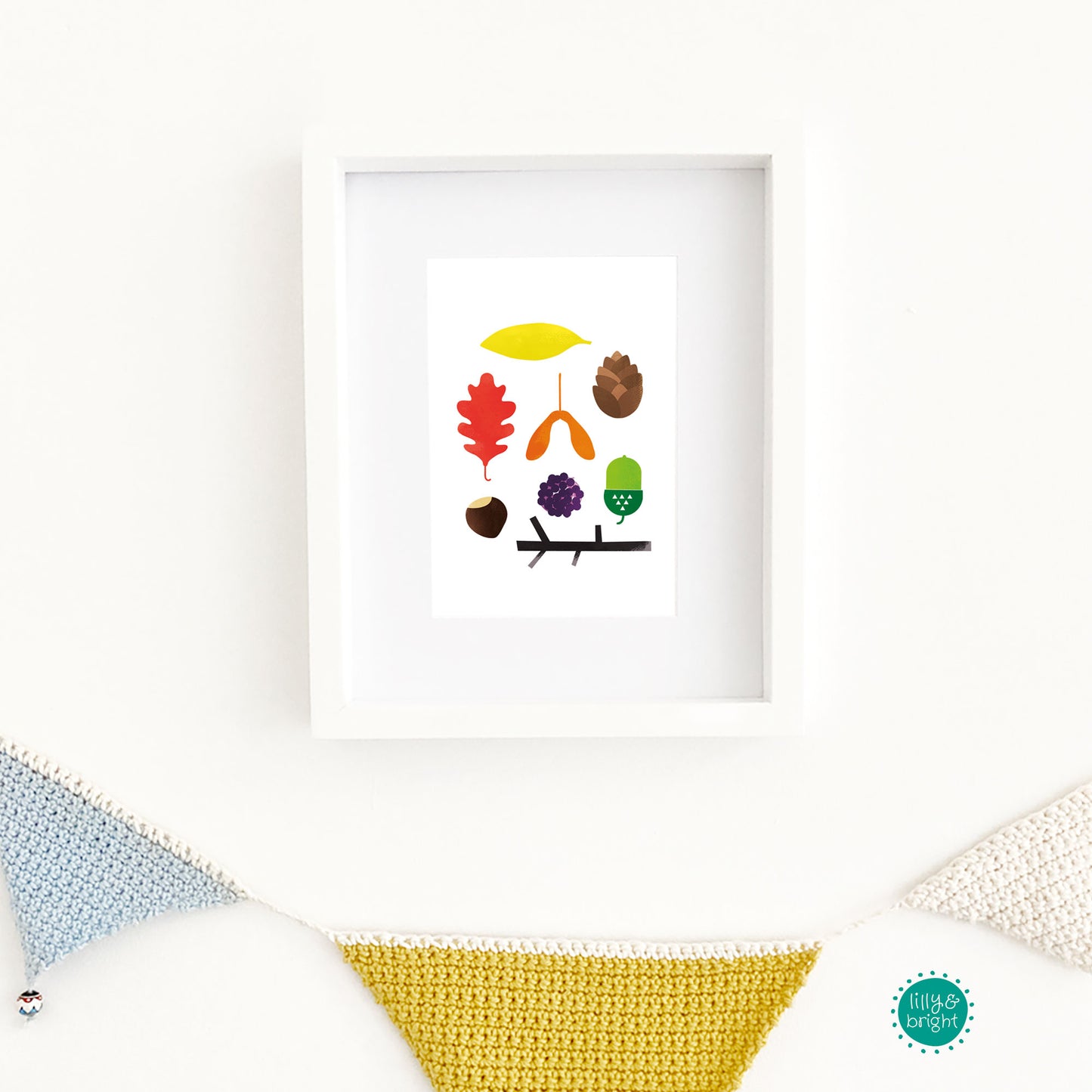 A4 Autumn Treasure Art Print with with frame by Lilly & Bright