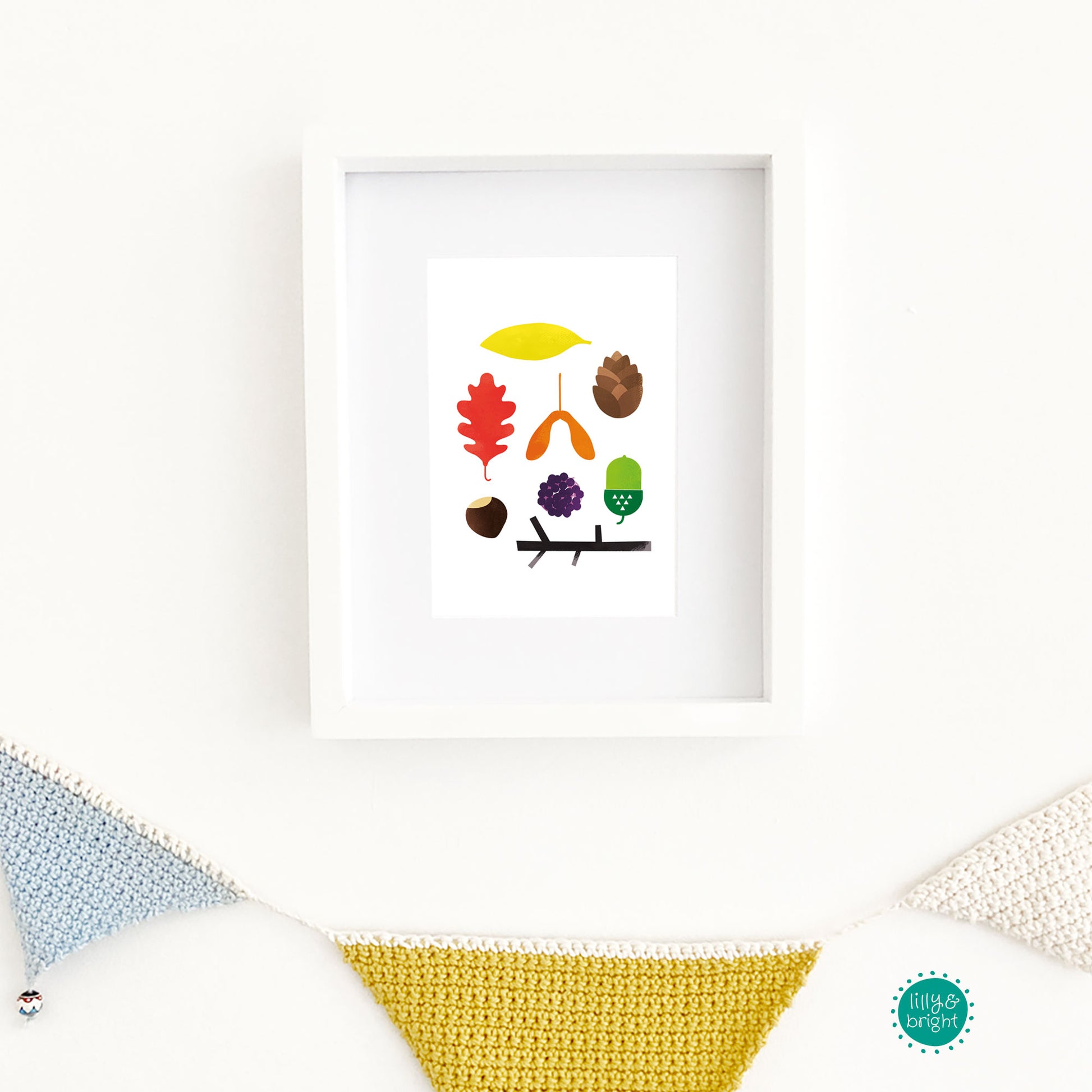A4 Autumn Treasure Art Print with with frame by Lilly & Bright