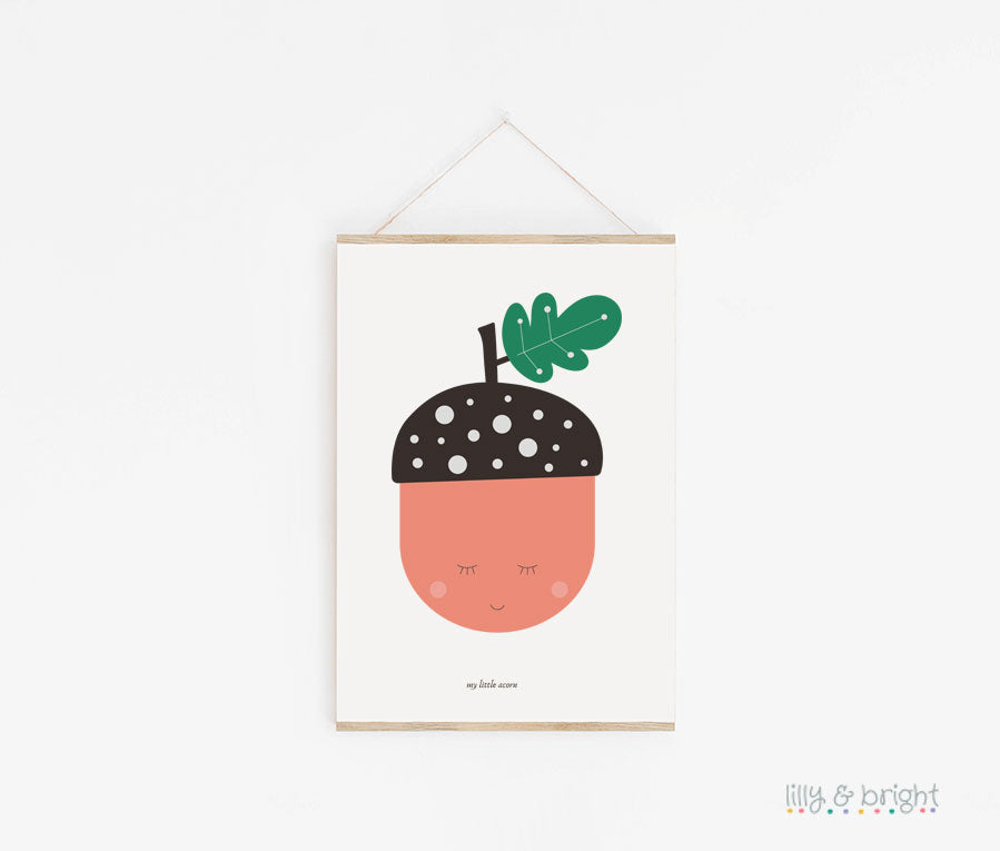 A5 My Little Acorn Art Print with a poster hanger by Lilly & Bright