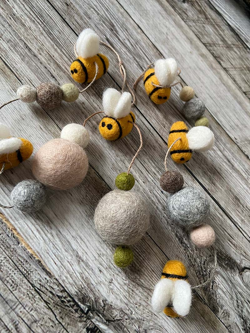 Felt Pom Pom Garland - Bees