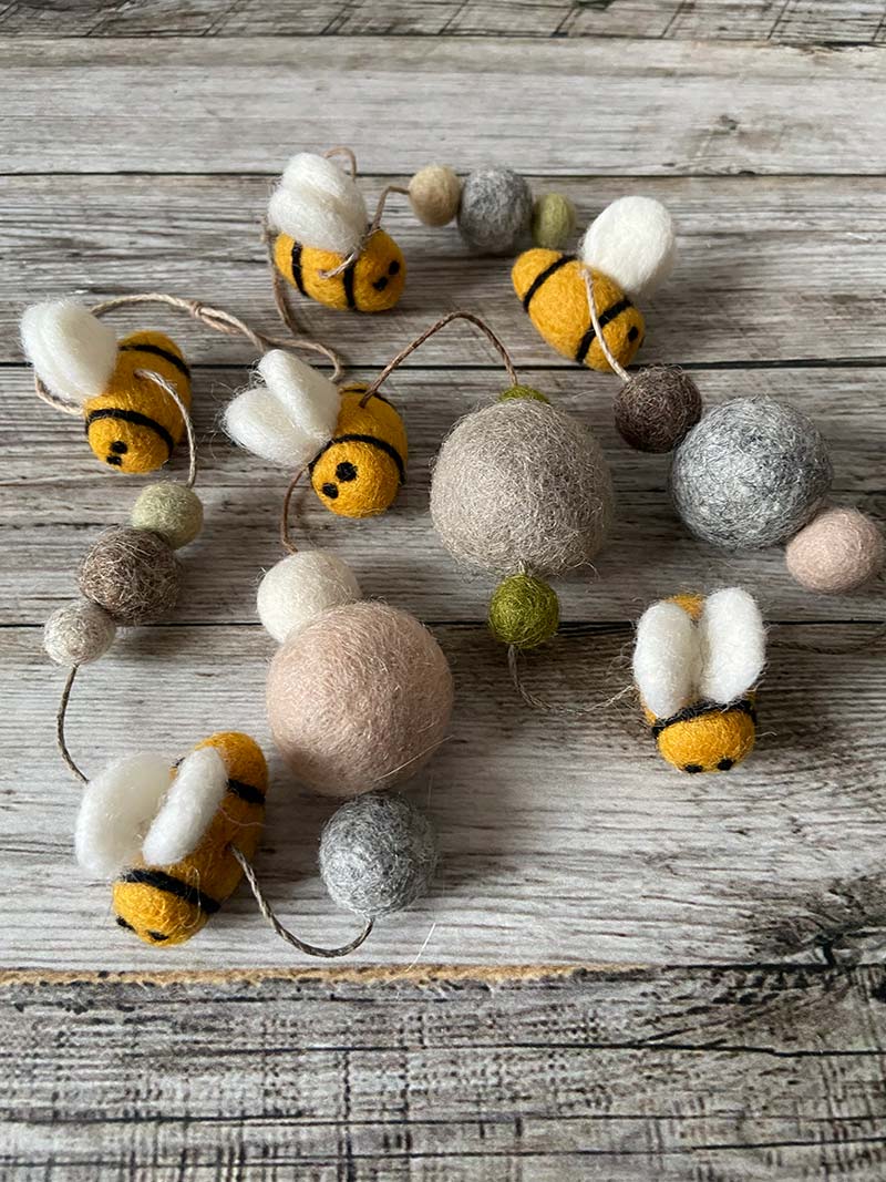 Lilly and Bright Felt Bees Garland