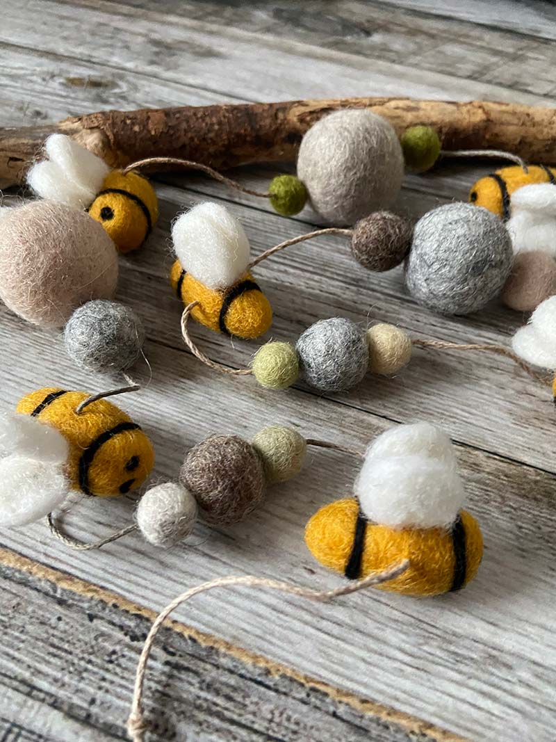 Lilly and Bright Felt Bees Garland