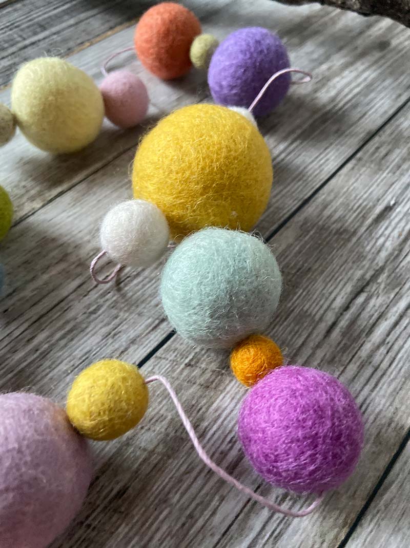 Lilly and Bright Felt Coloured Pom Poms Garland