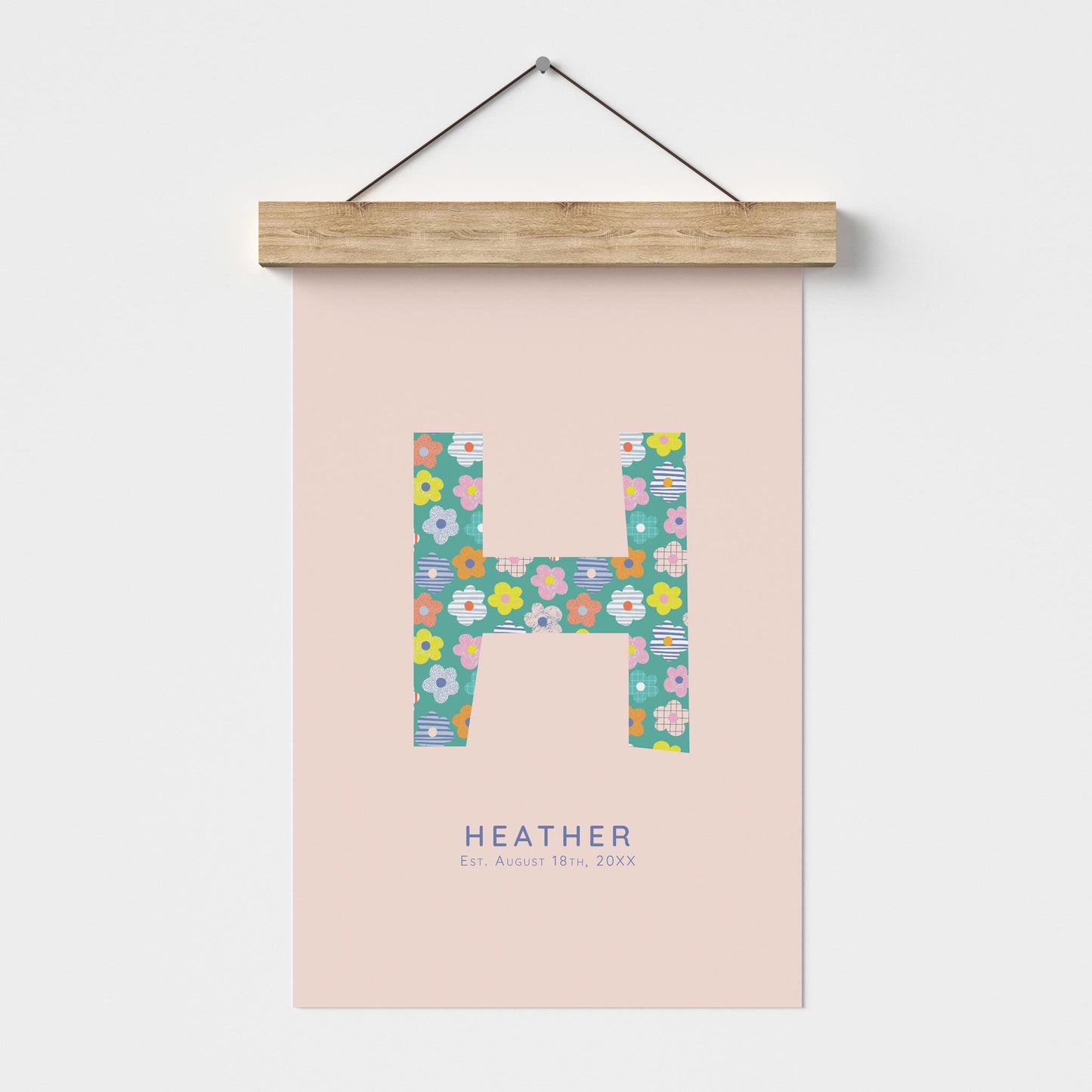 Lilly & Bright Personalised Letter Art Print with poster hanger