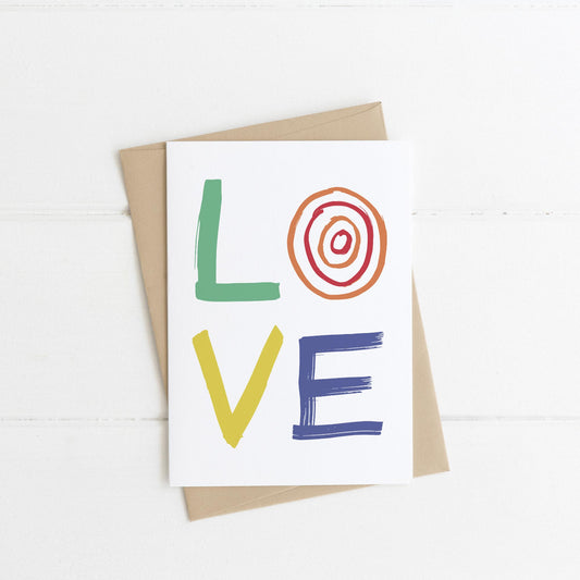 A6 LOVE Valentines Card on recycled card by Lilly & Bright