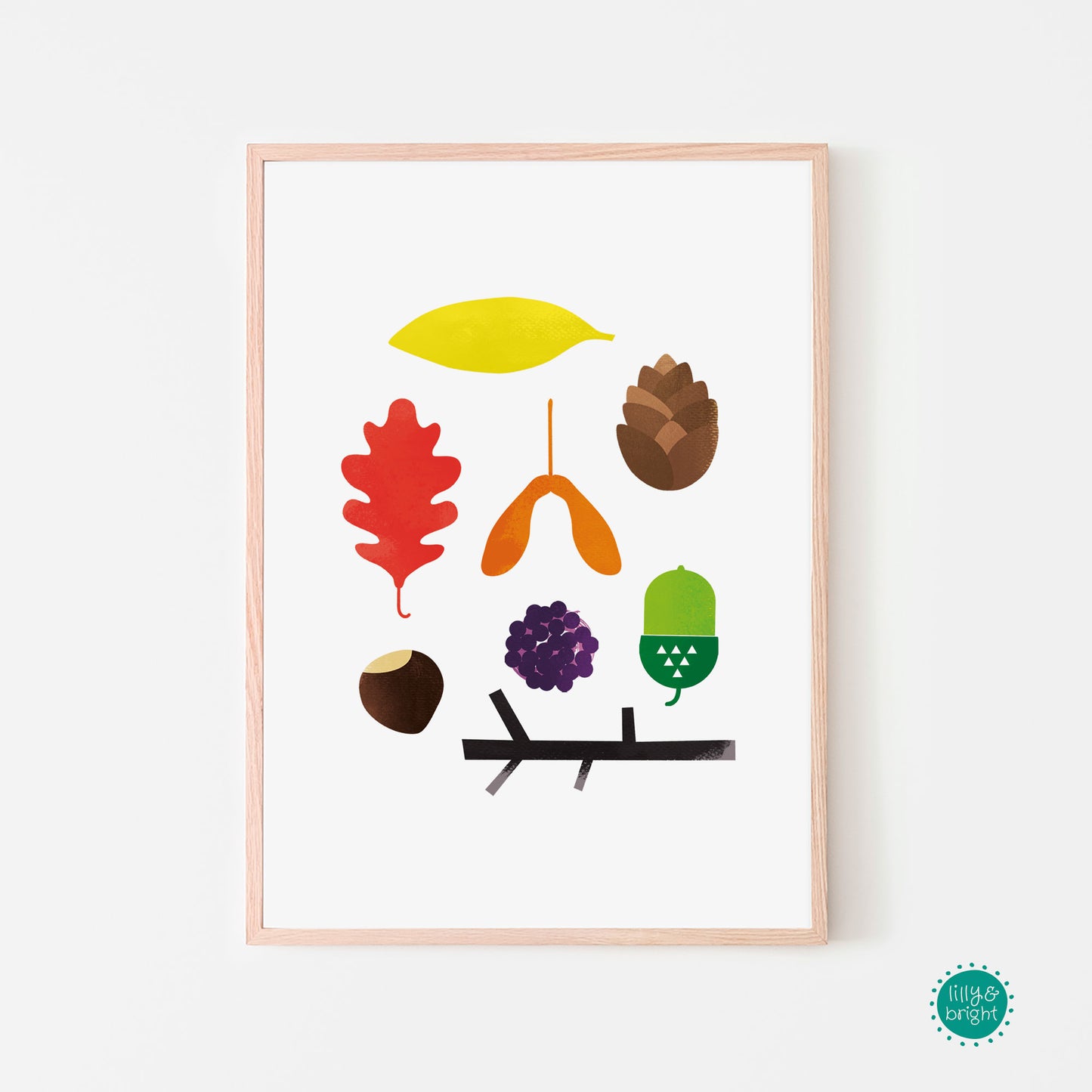 A3 Autumn Treasure Art Print with a natural frame by Lilly & Bright