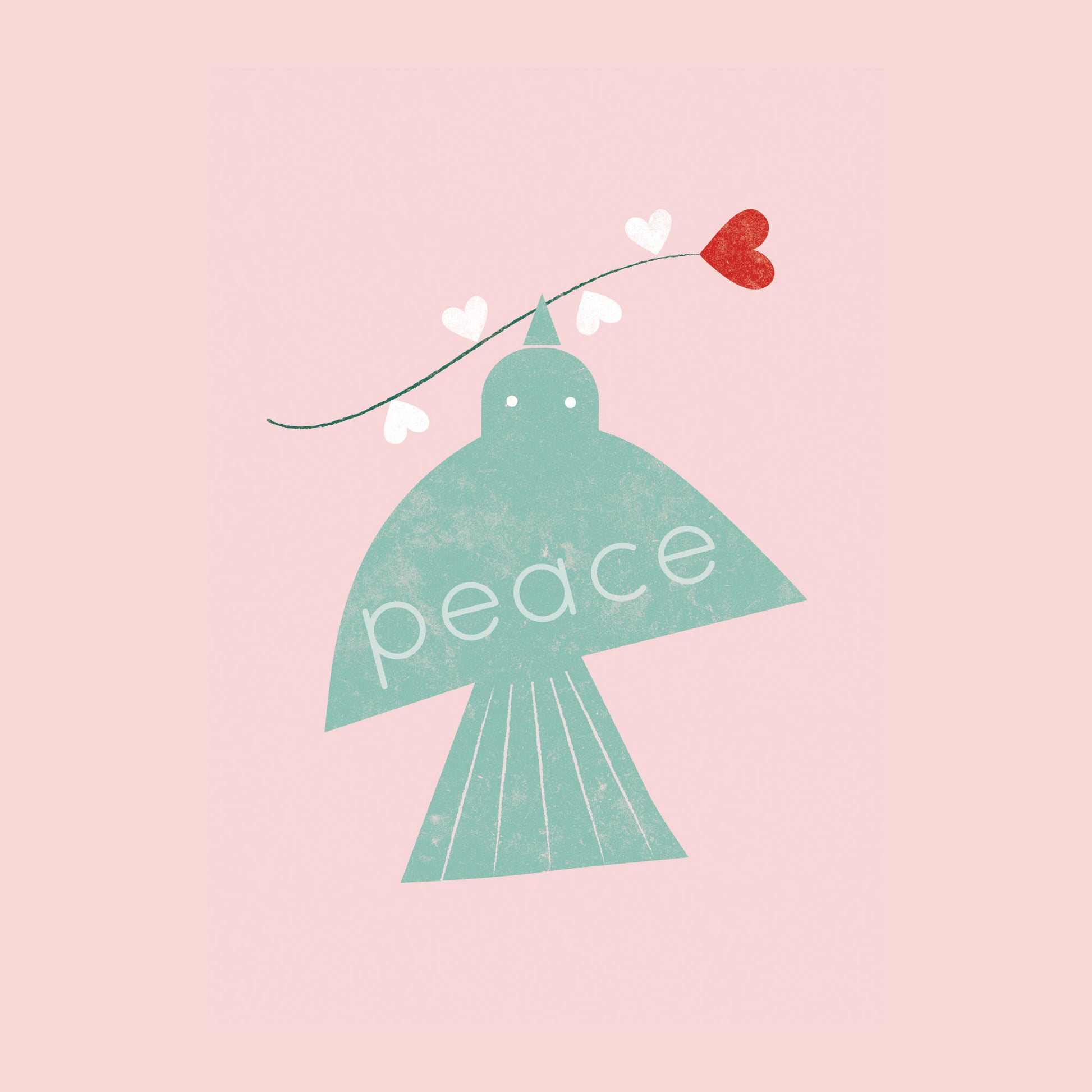Lilly & Bright Peace Christmas card - Dove carrying a loveheart
