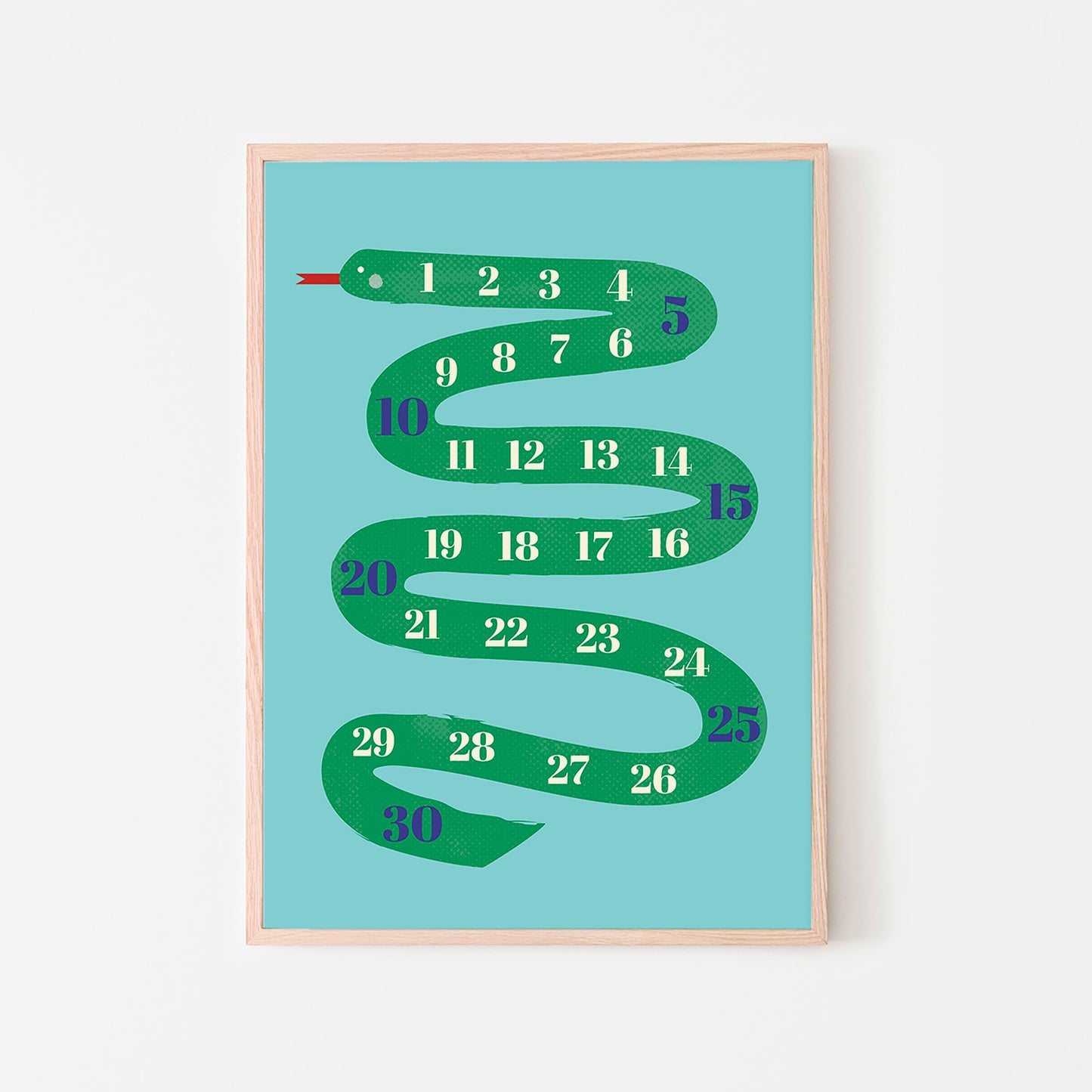 A3 Snake Counting Print in a natural frame from Lilly & Bright