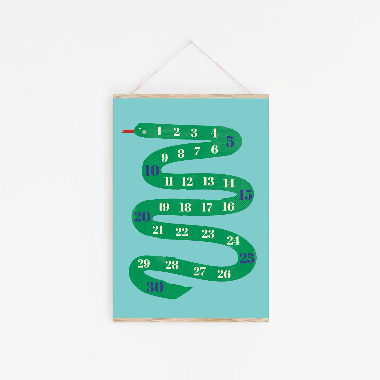 A4 Snake Counting Poster with poster hanger from Lilly & Bright