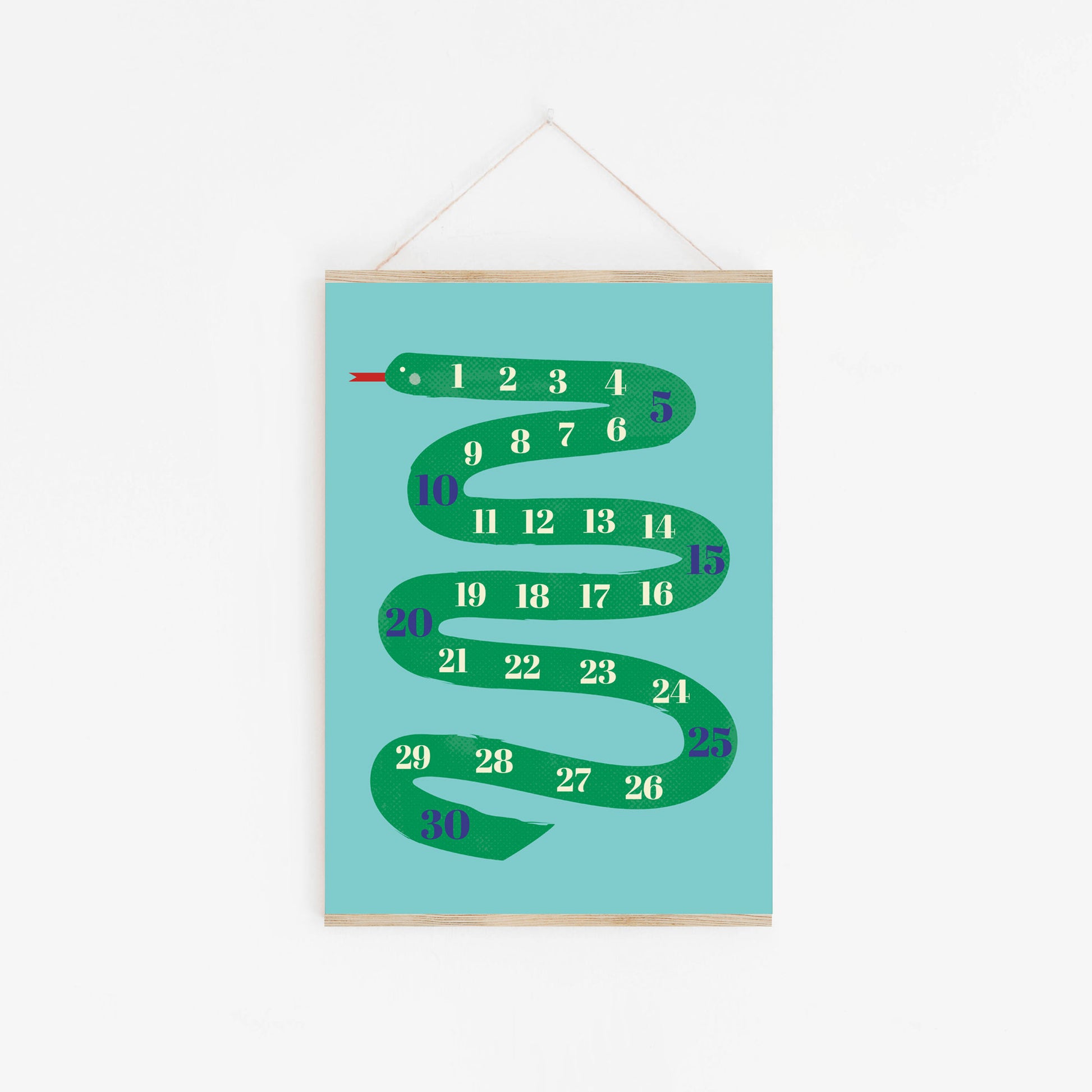 A4 Snake Counting Poster with poster hanger from Lilly & Bright