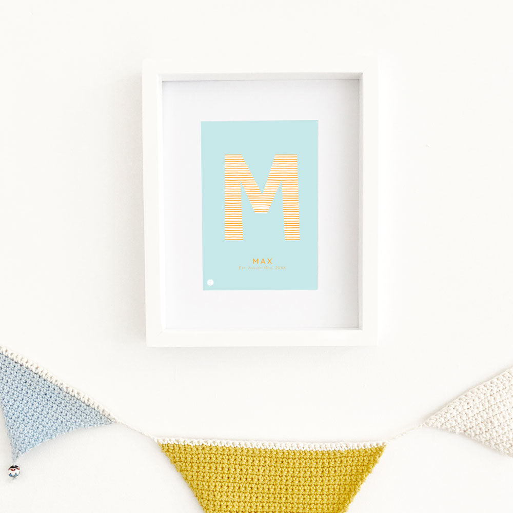 Lilly & Bright A5 Personalised Letter Art Print with white frame