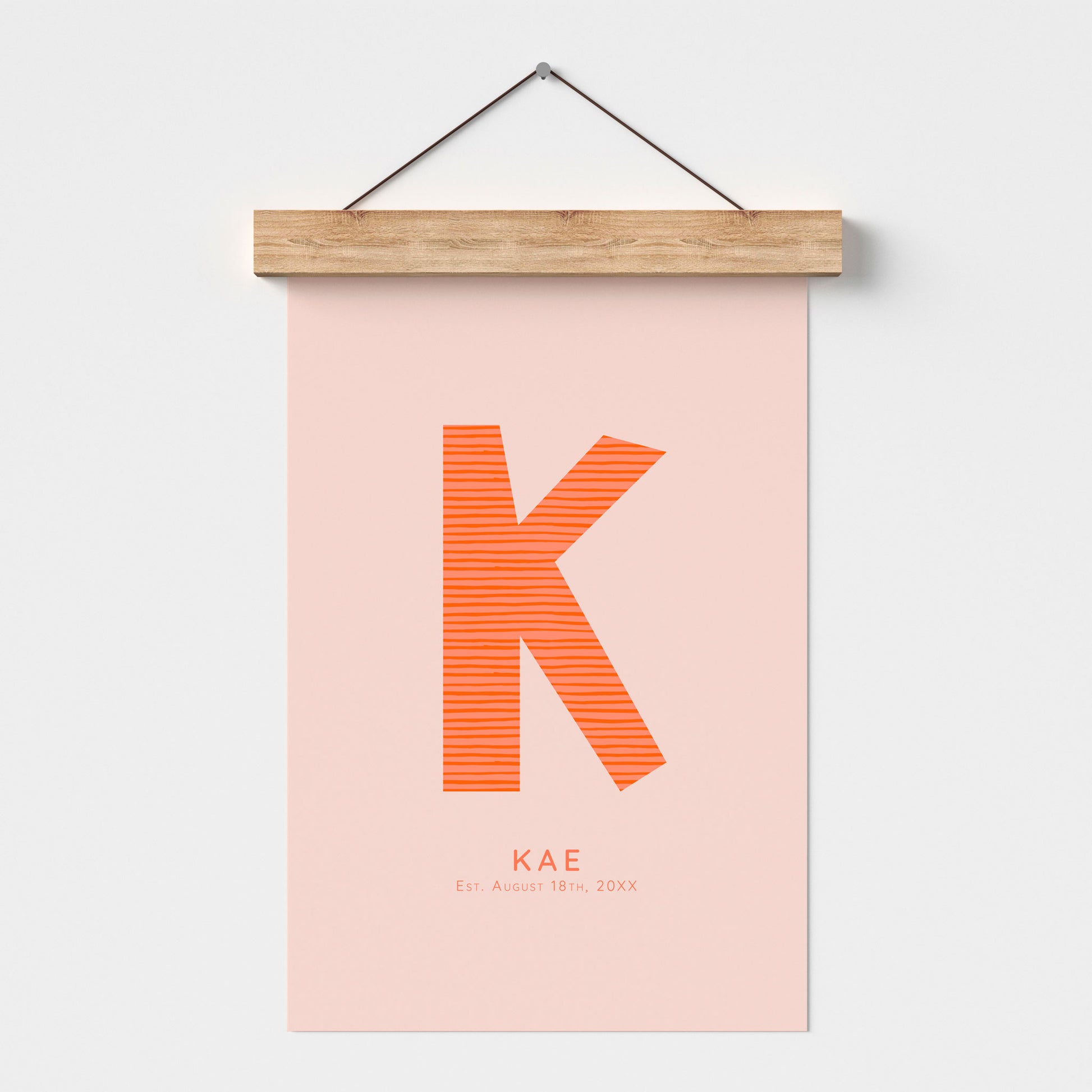 Lilly & Bright Personalised Letter Art Print with poster hanger