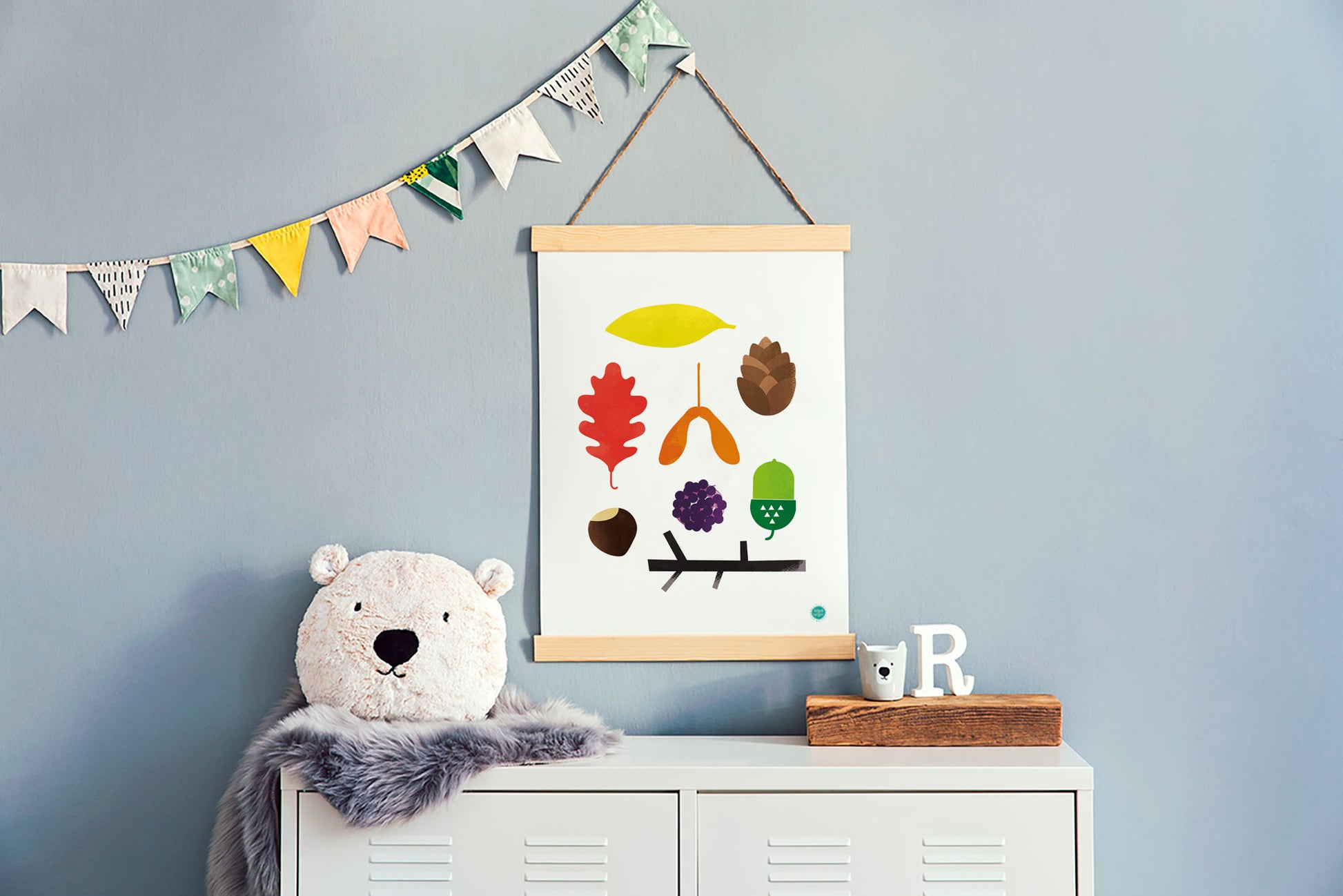 Styled Autumn Treasure Art Print with poster hanger by Lilly & Bright