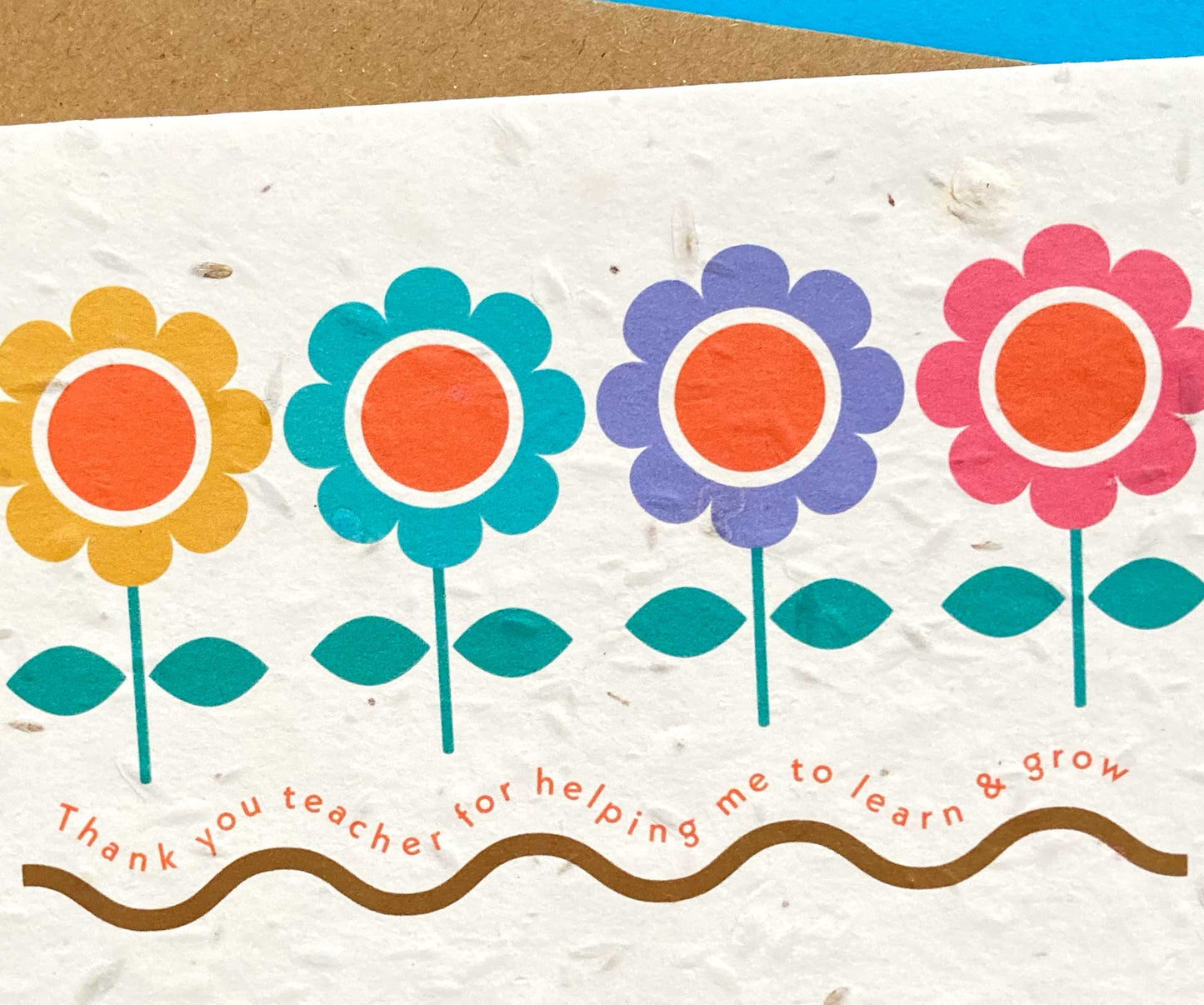 Detail of Lilly and Bright Teacher Card with plantable wild flower seed paper