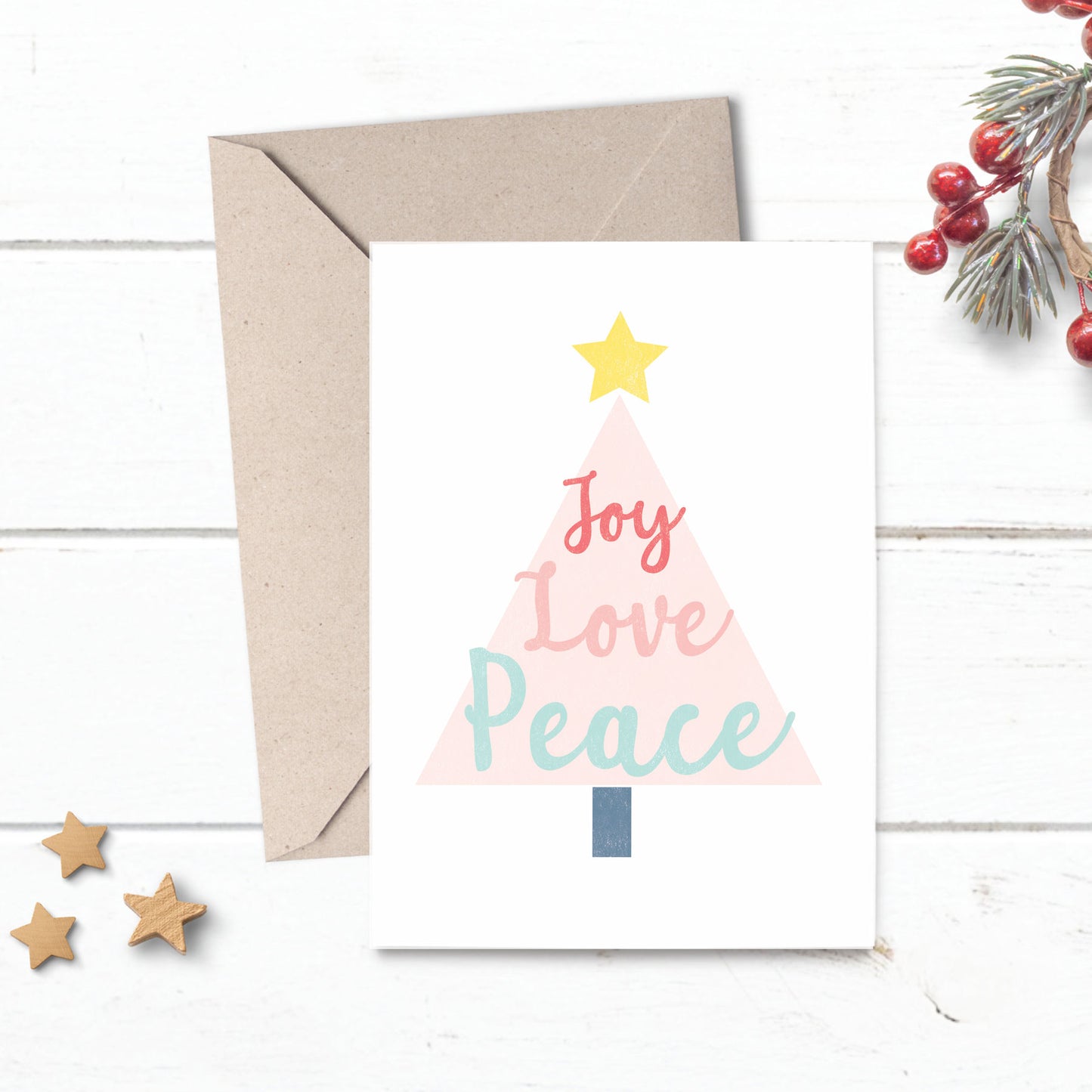 Joy, Love, Peace Christmas Card