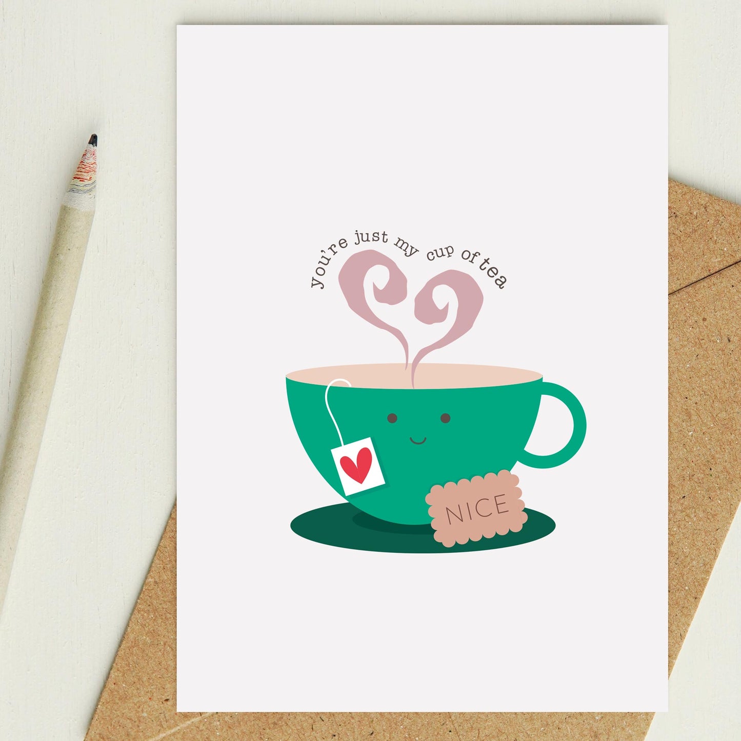 A6 Valentines card with a kraft envelope and pencil by Lilly & Bright