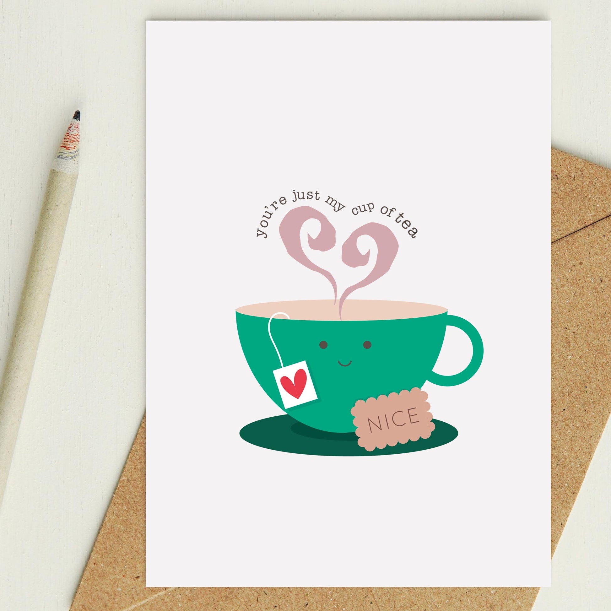 A6 Valentines card with a kraft envelope and pencil by Lilly & Bright