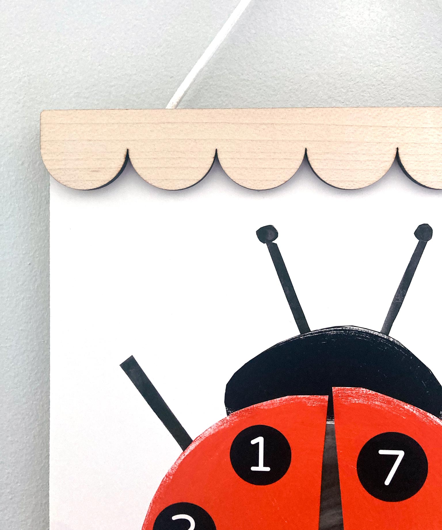 Lilly and Bright Ladybird Counting Art Print with scalloped hangers