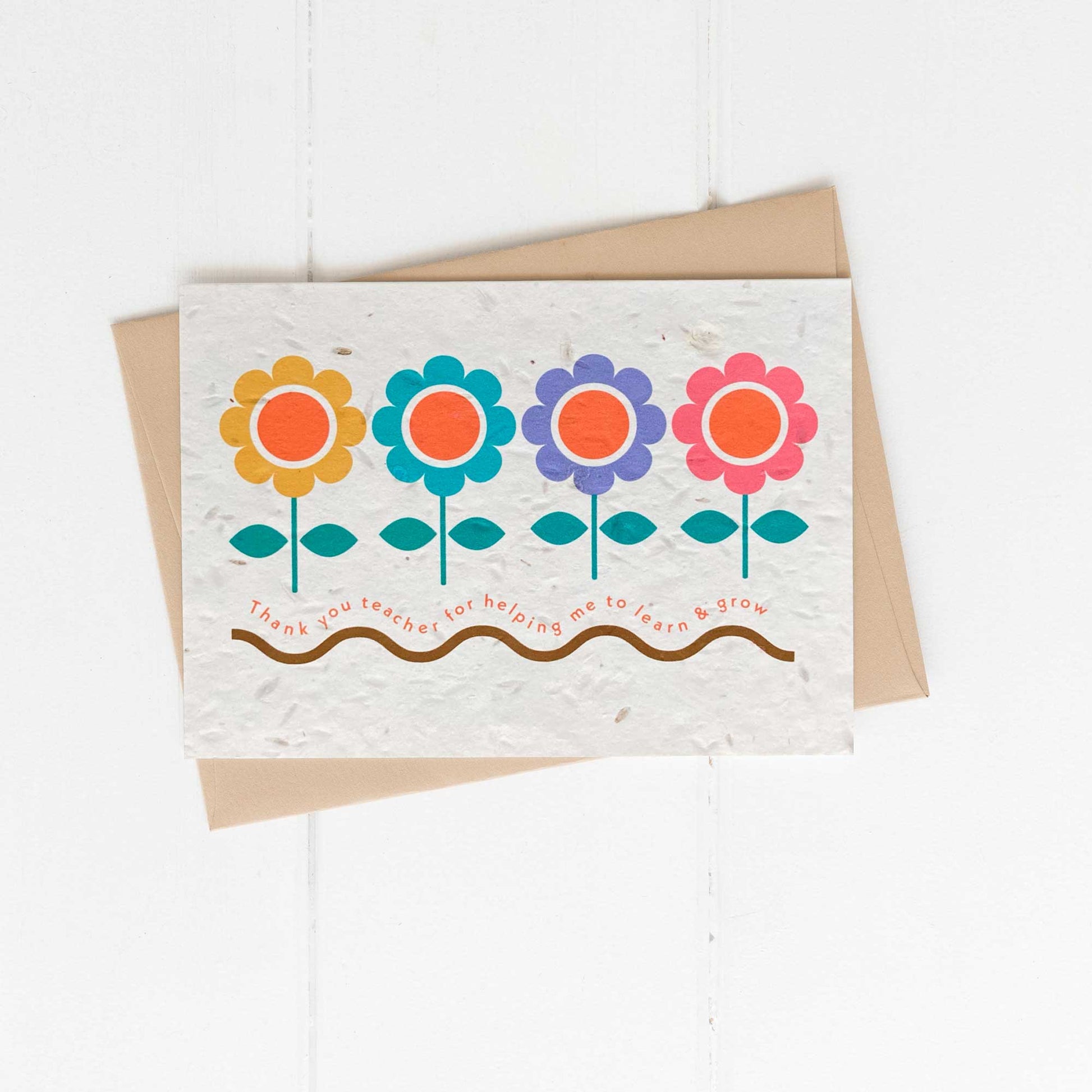 Lilly and bright Teacher Card with plantable wild flower seed paper