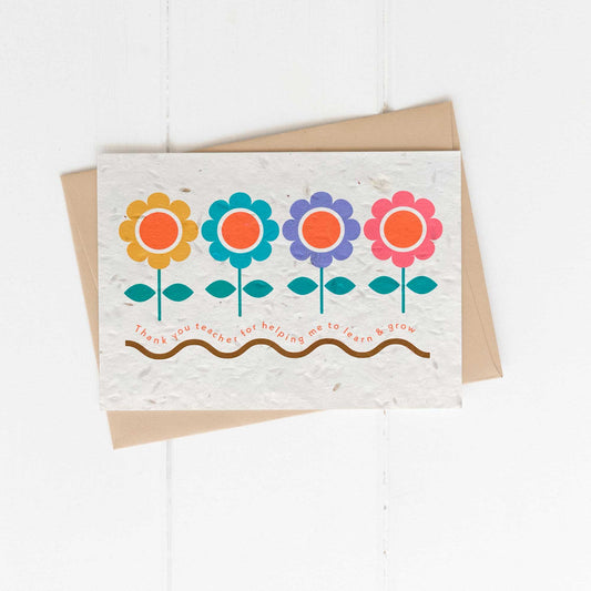 Lilly and bright Teacher Card with plantable wild flower seed paper