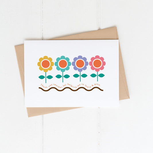 lilly and bright  learn and grow teacher card