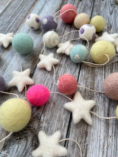 Lilly and Bright Felt Pom Pom garland with stars