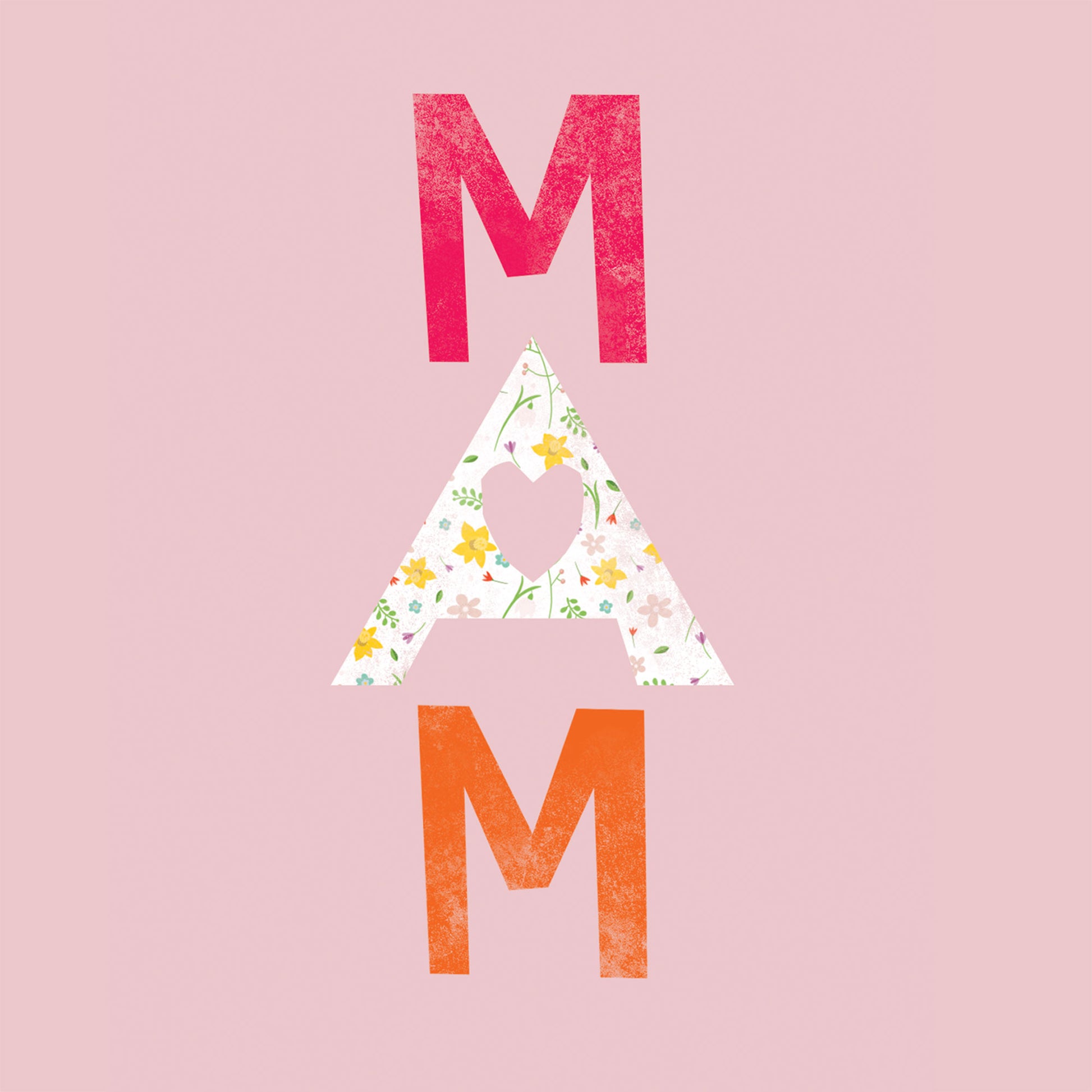 Detail of the letters MAM with light pink background