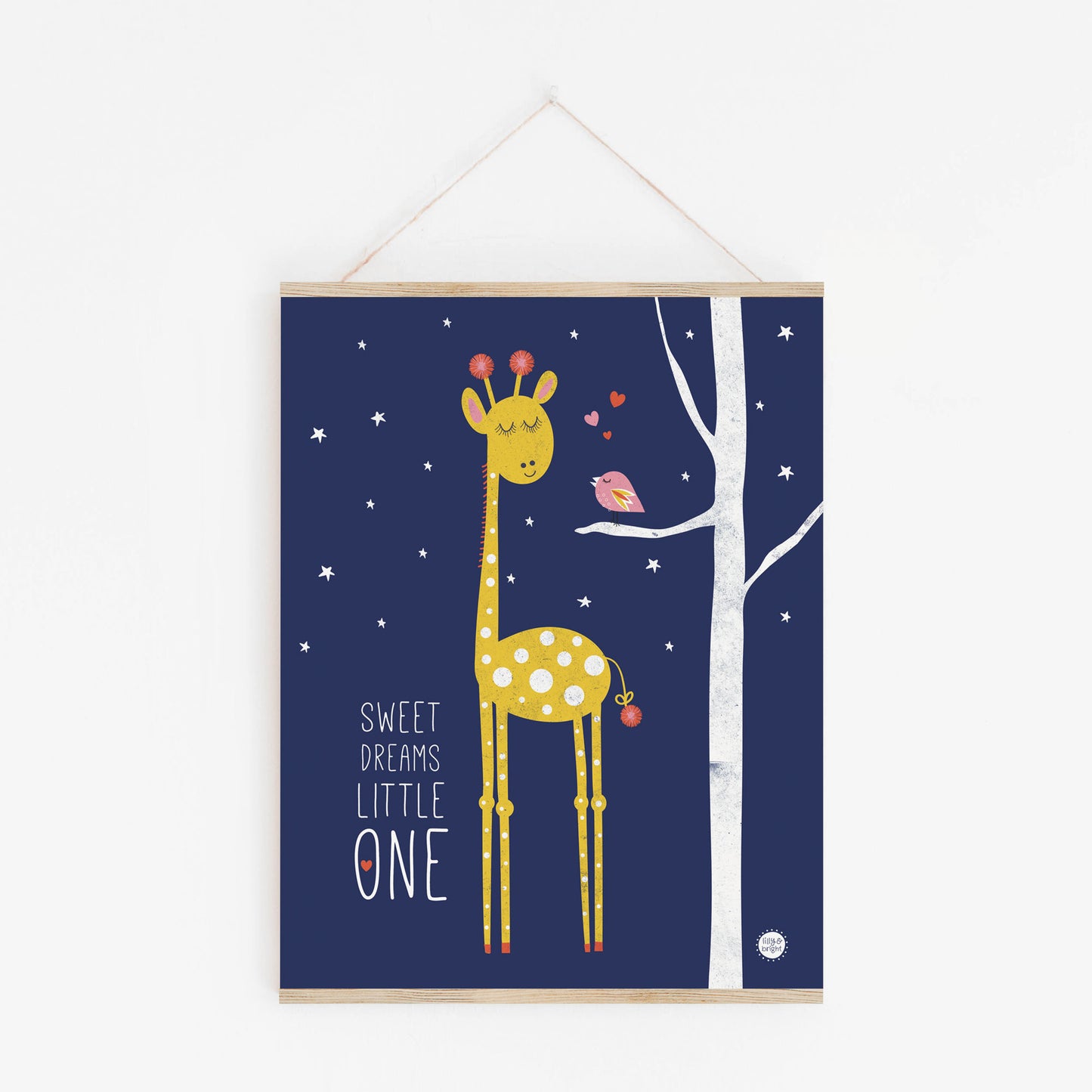 Giraffe & Bird Art Print