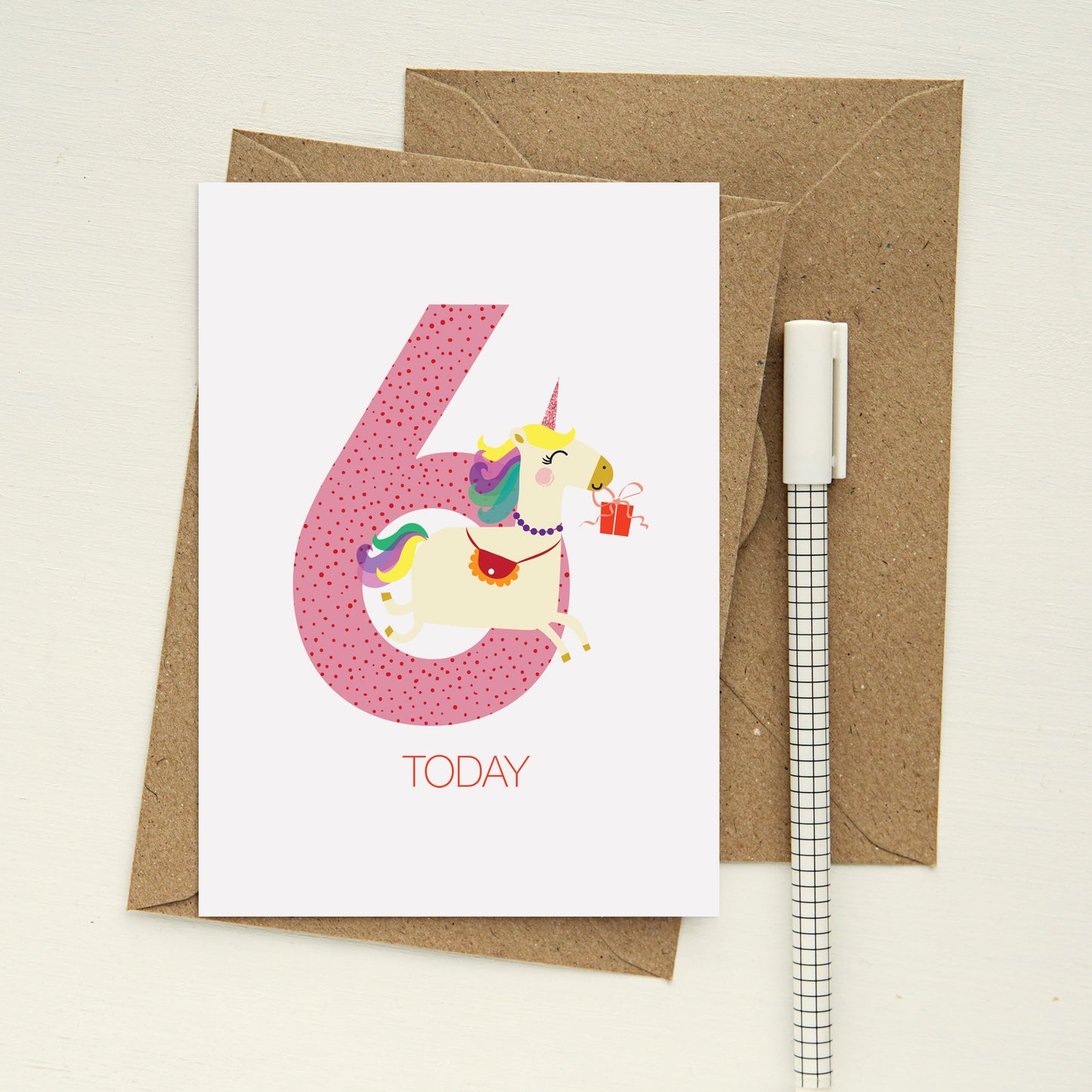 6 Today Unicorn Birthday Card
