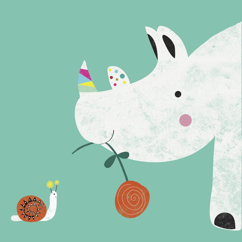Be Kind Rhino and Snail Art Print for kids