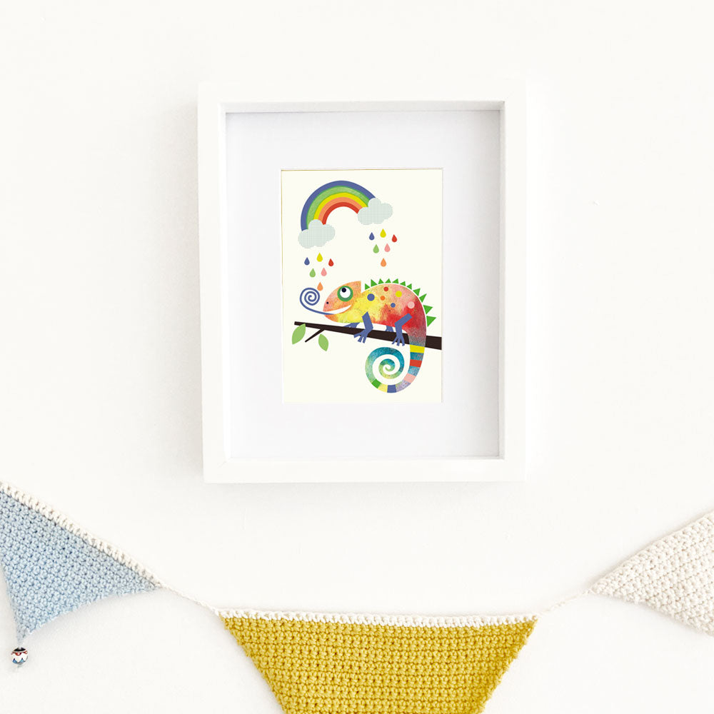 Rainbow Chameleon Art Print