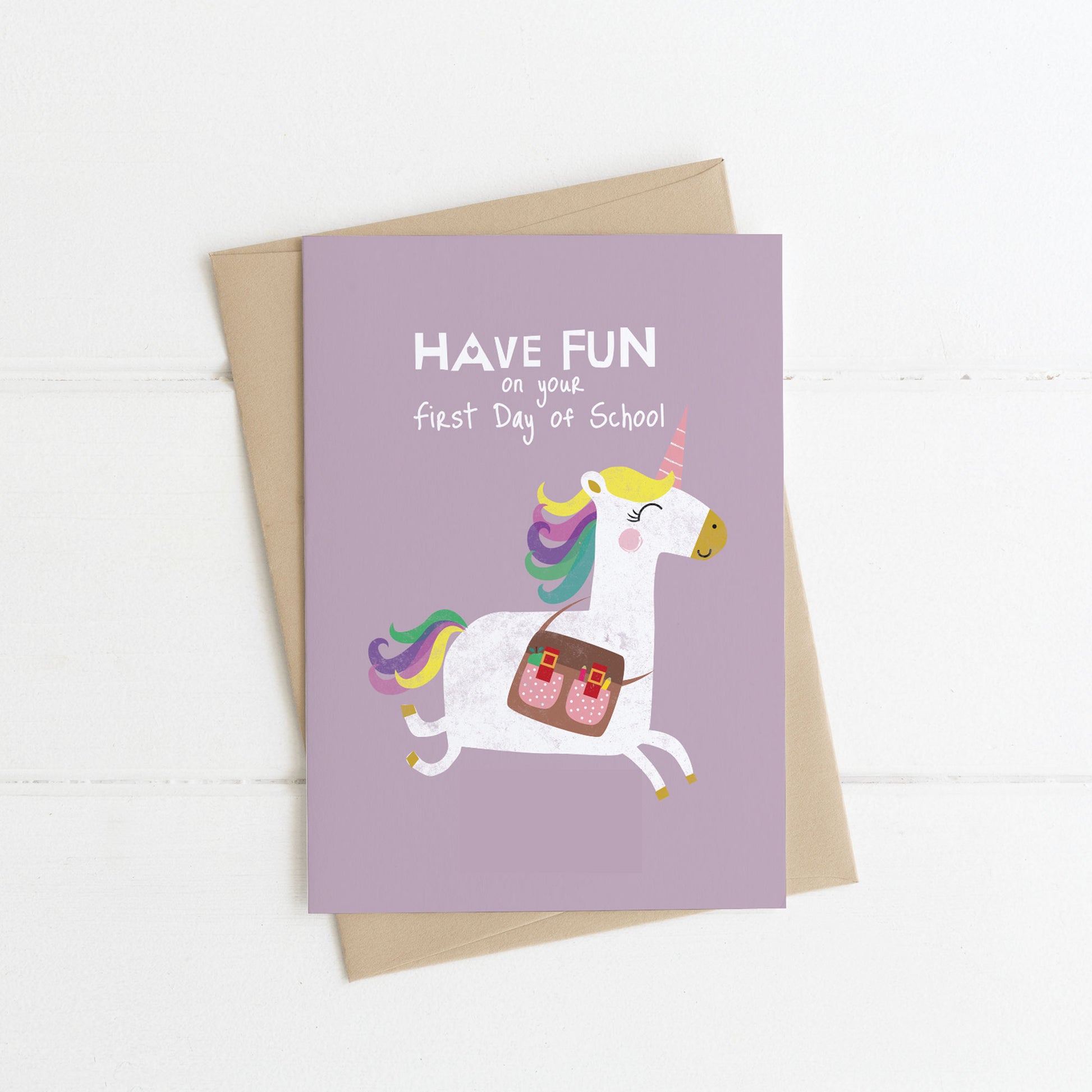 first day of school unicorn card