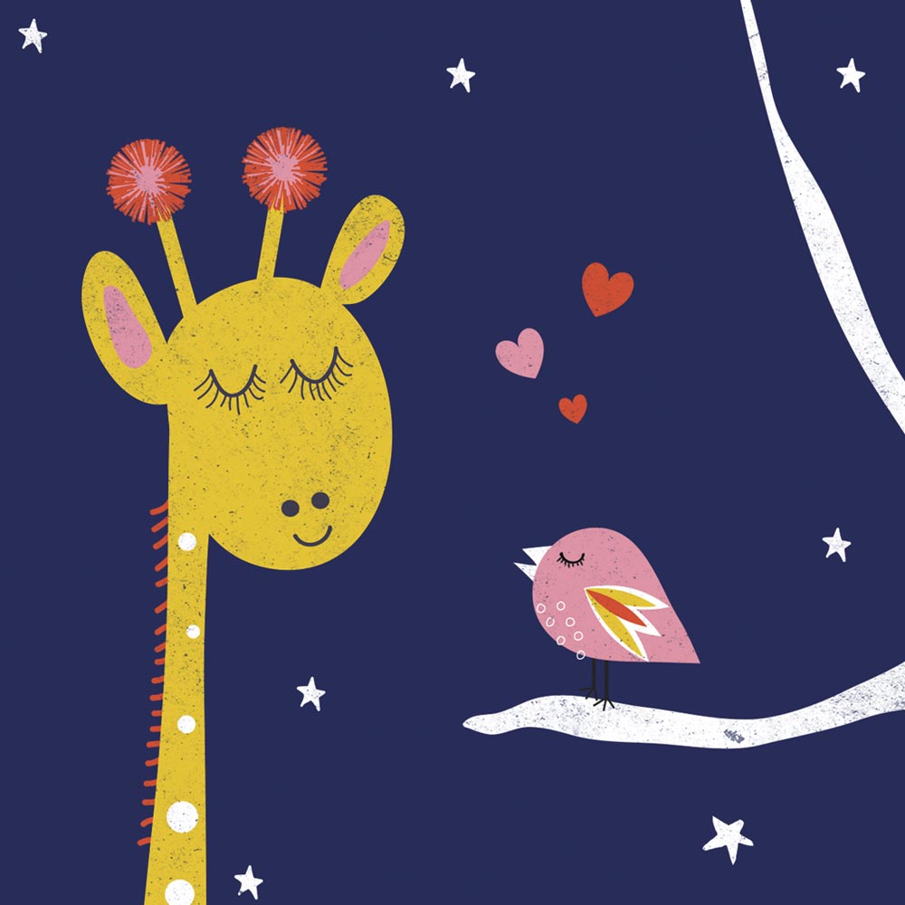 Giraffe & Bird Art Print