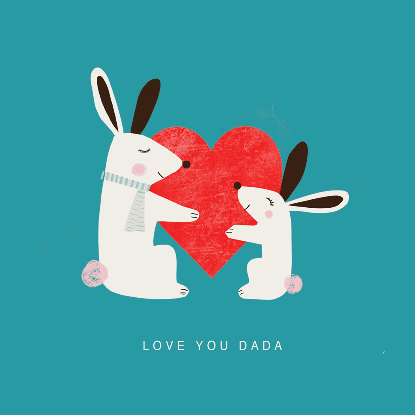 Detail of cute bunnies holing a big red heart