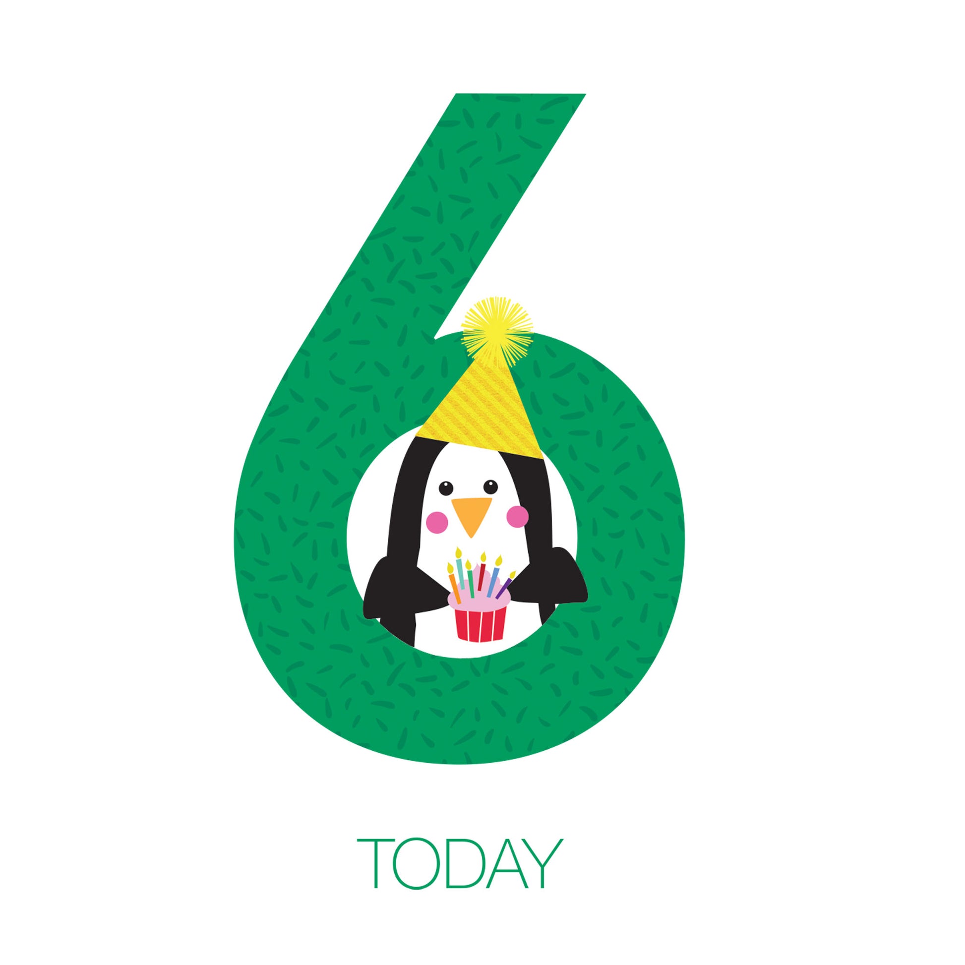 6th Birthday Penguin Card