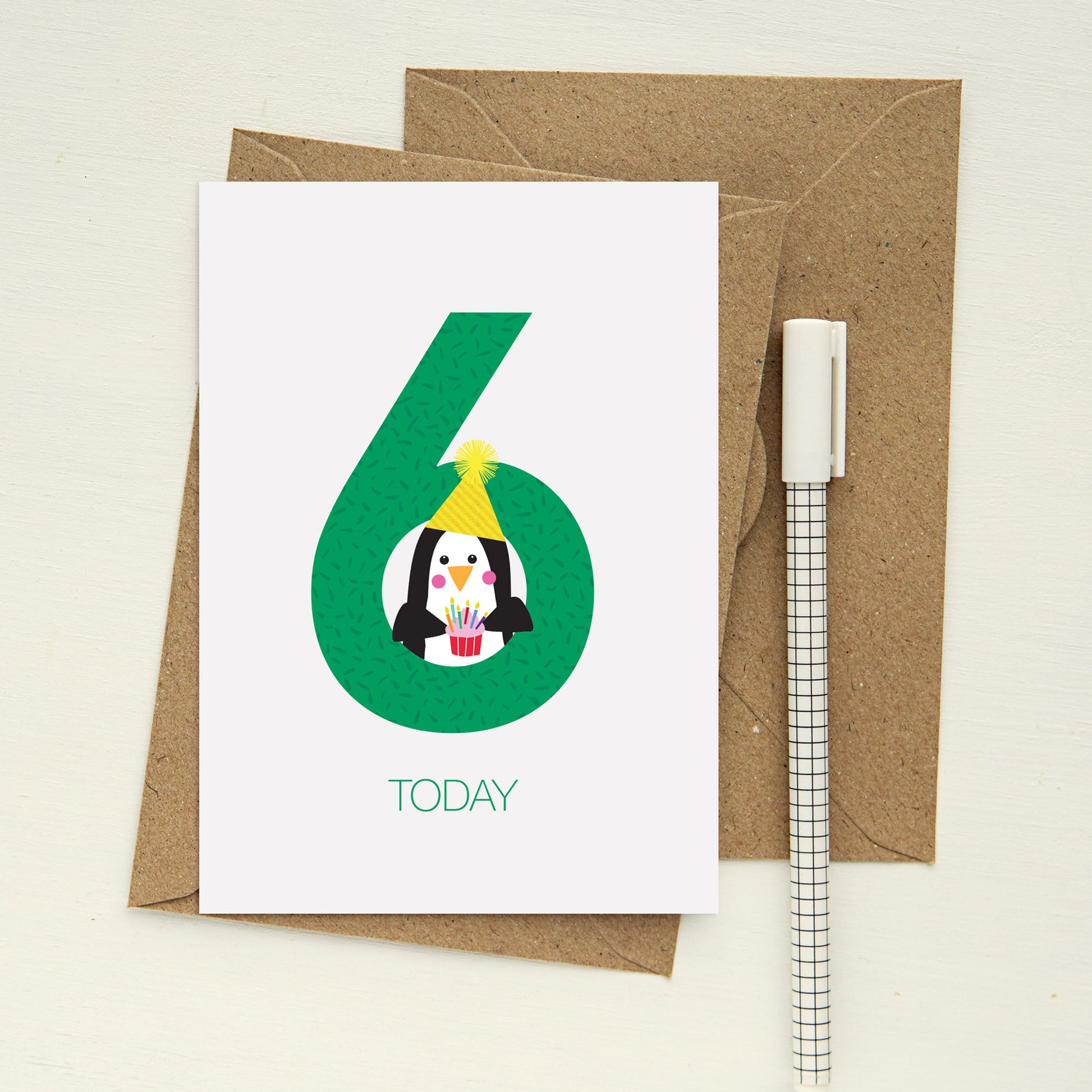 6th Birthday Penguin Card