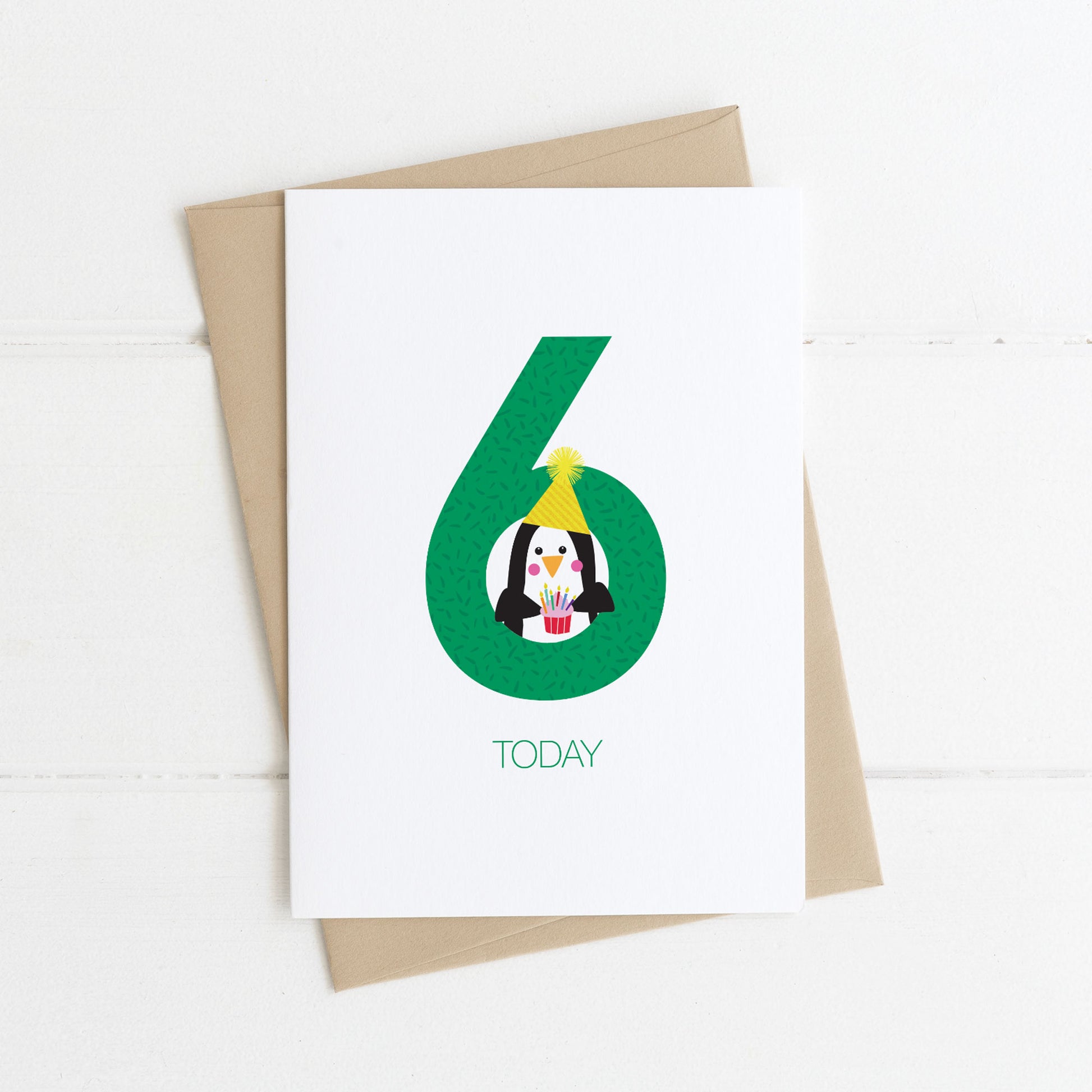 6th birthday penguin card