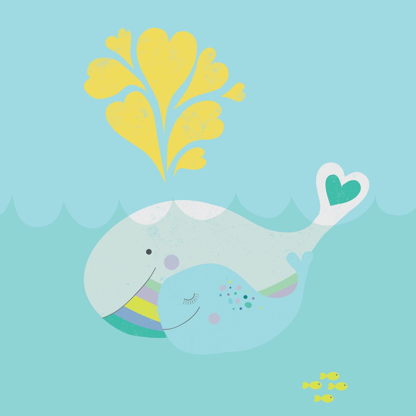 Mama & Baby Whale Art Print