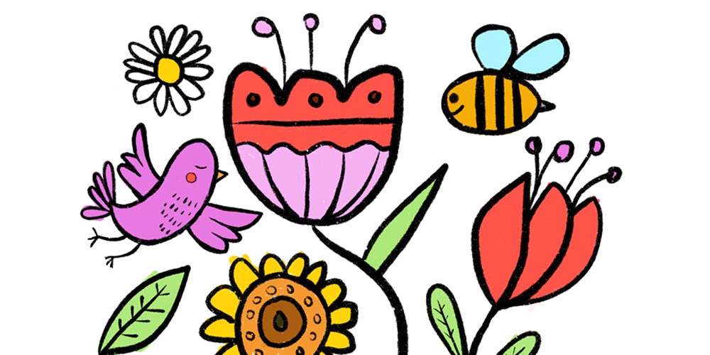 spring colouring page - free printable