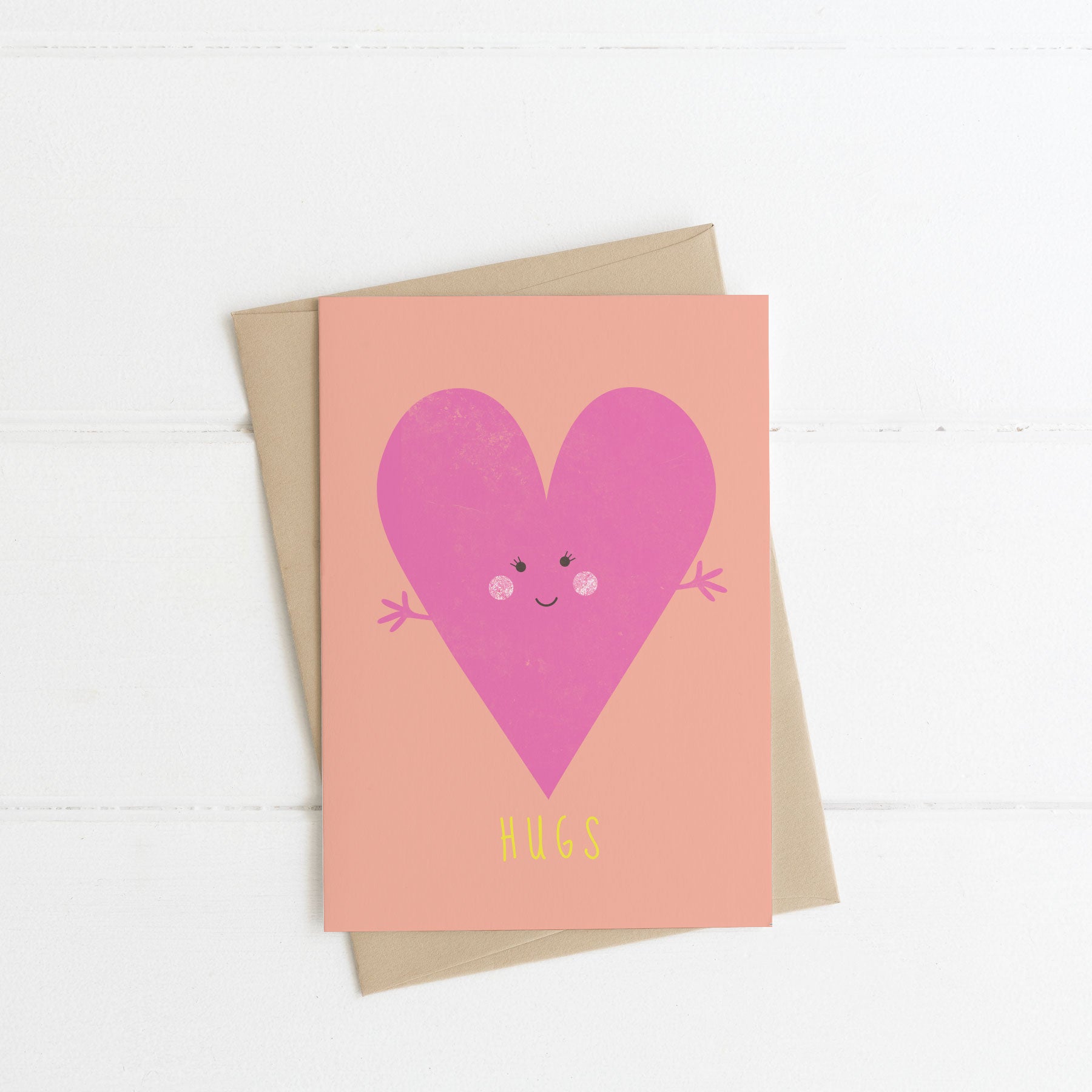 A6 Hugs Greeting card on recycled card by Lilly & Bright