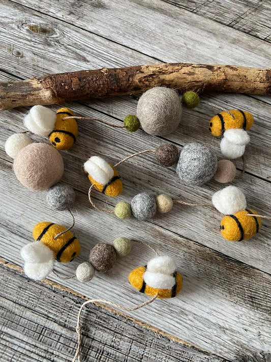 Felt Pom Pom Garland - Bees