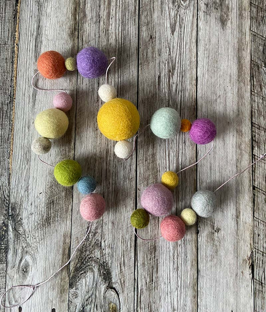 Lilly and Bright Felt Garland Coloured Pom Pom Felt Garland