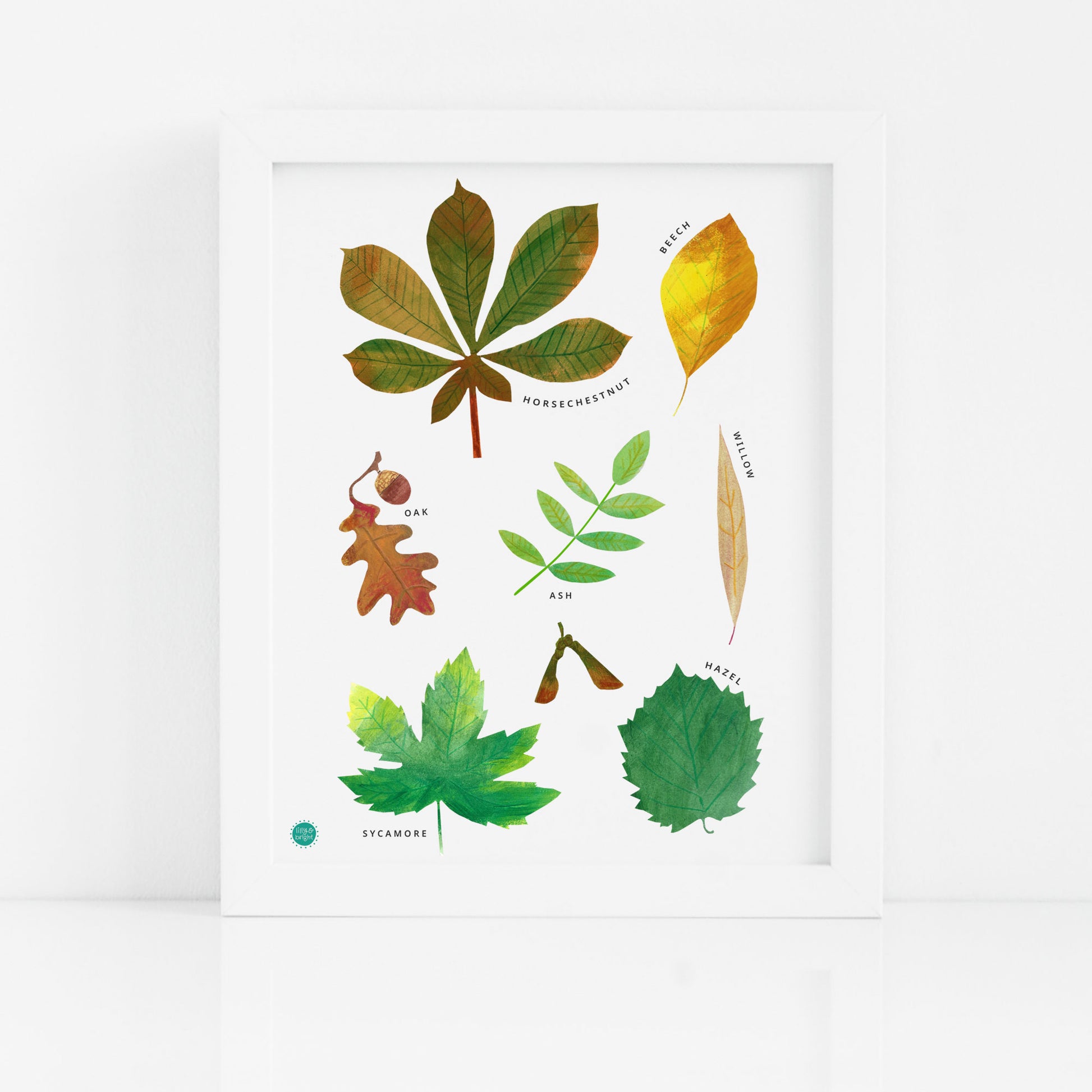 art print of leaves with a white frame