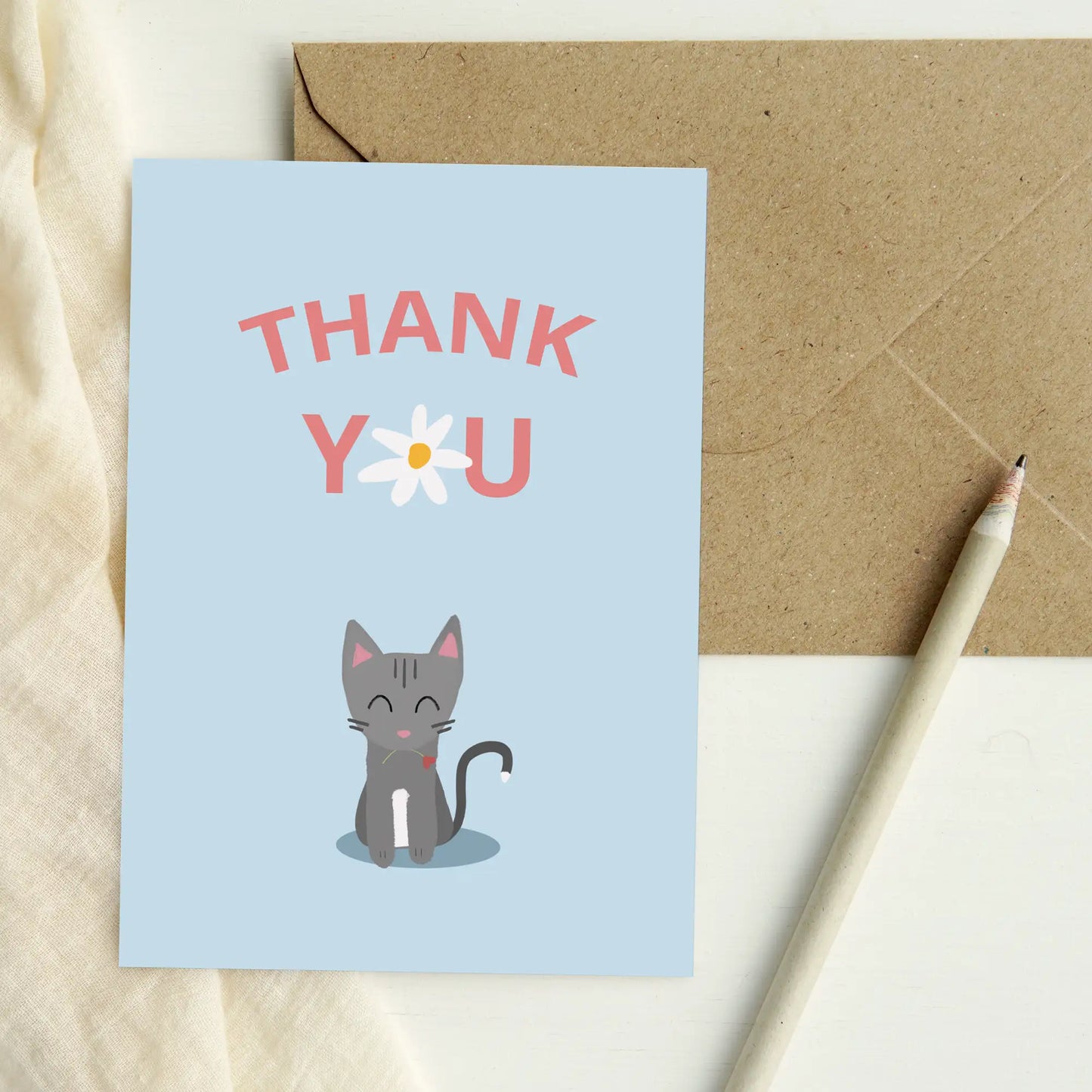 Cute Cat Thank You Greeting Card