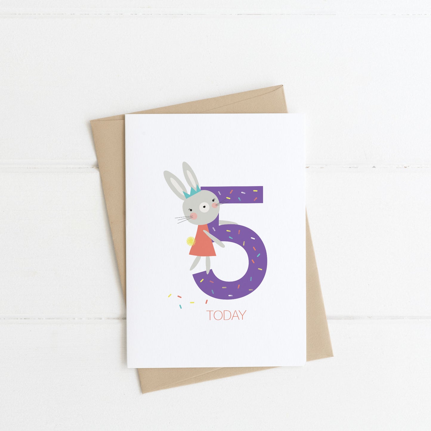 5 Today Bunny Birthday Card