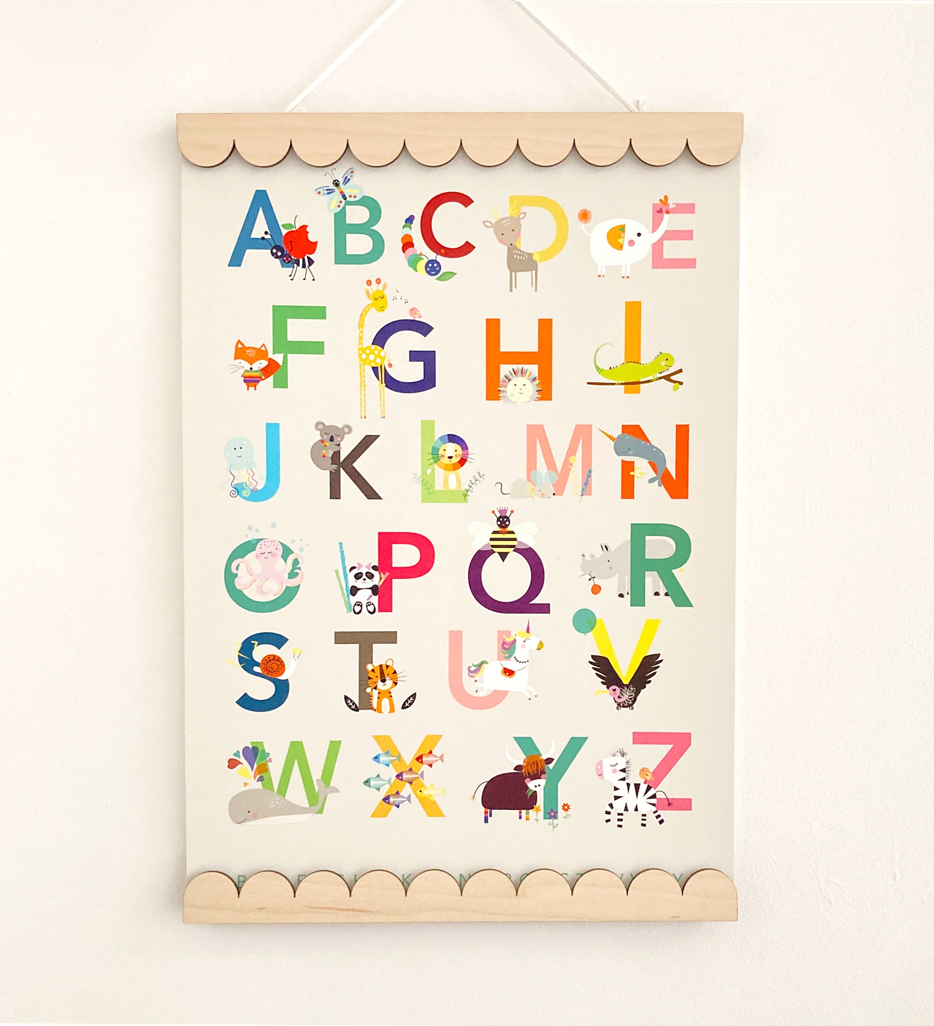A3 Alphabet Poster with scallop edged poster hanger