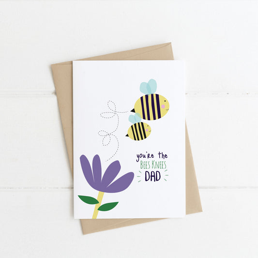 Cute Fathers Day Card with bees and a purple flower 