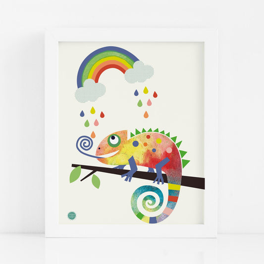 Rainbow Chameleon Art Print