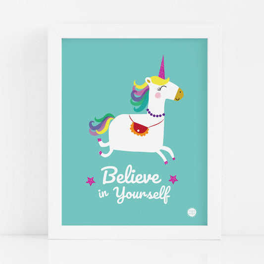 Lilly & Bright Art Print: Unicorn Believe in Yourself